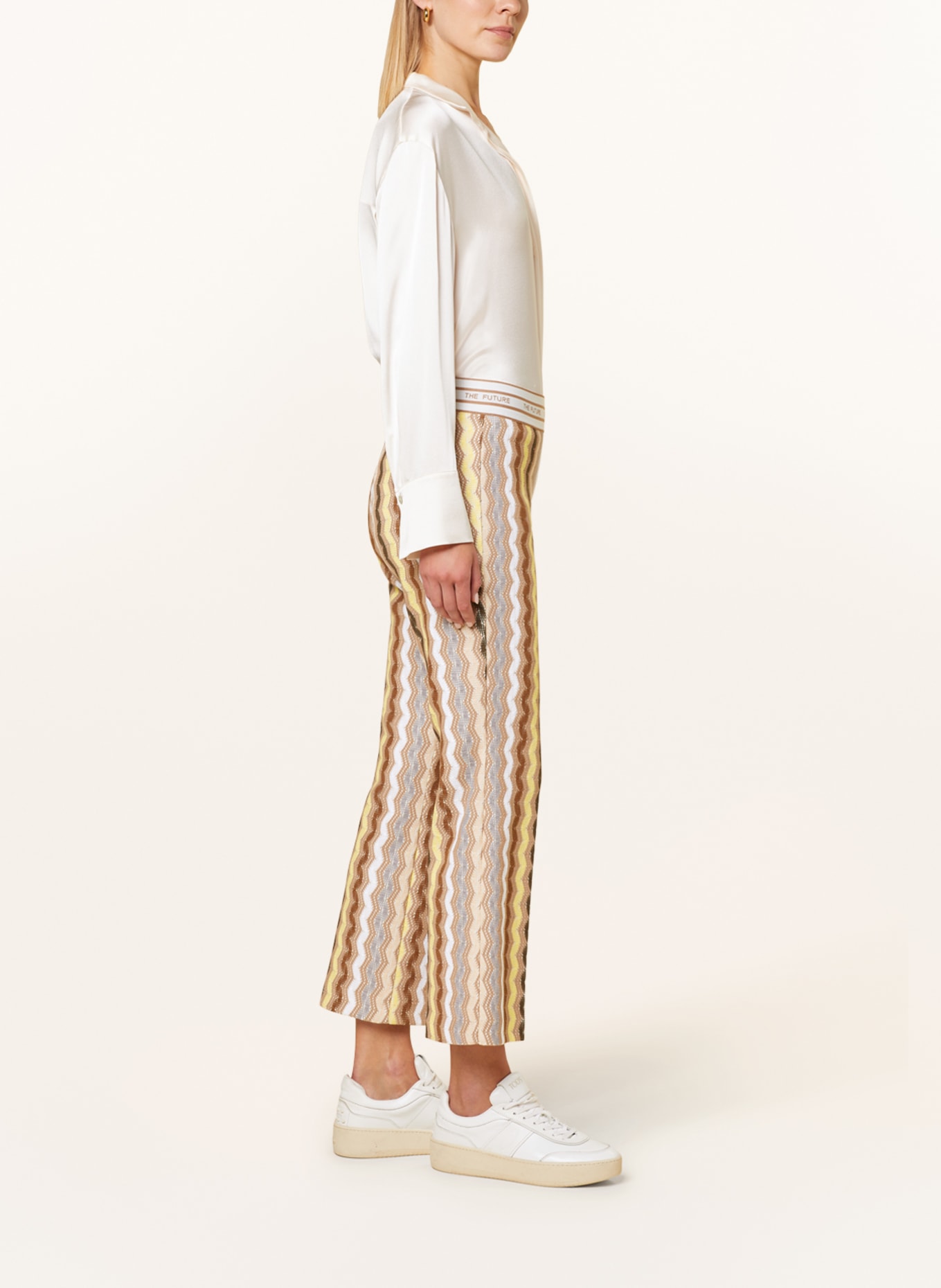 CAMBIO Wide leg trousers FAITH, Color: BEIGE/ YELLOW/ GRAY (Image 4)