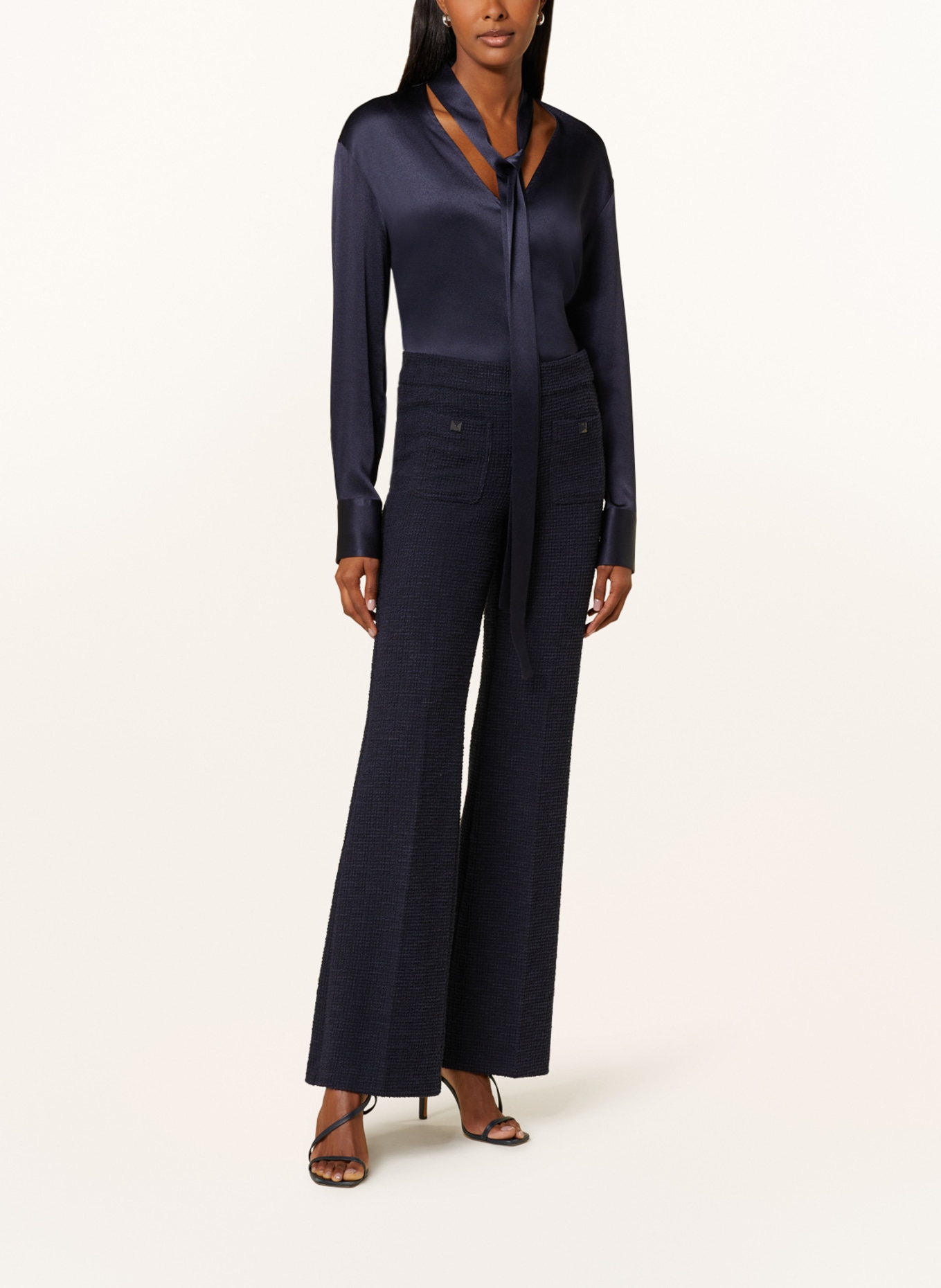 CAMBIO Wide leg trousers FRANCIS made of boucle, Color: DARK BLUE (Image 2)