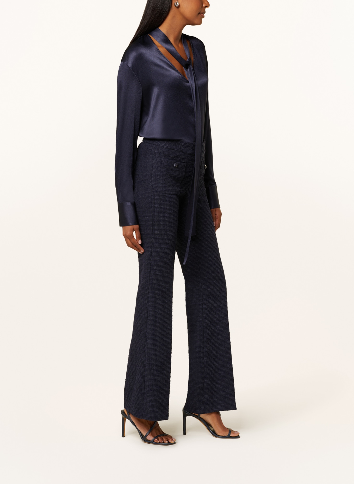 CAMBIO Wide leg trousers FRANCIS made of boucle, Color: DARK BLUE (Image 4)