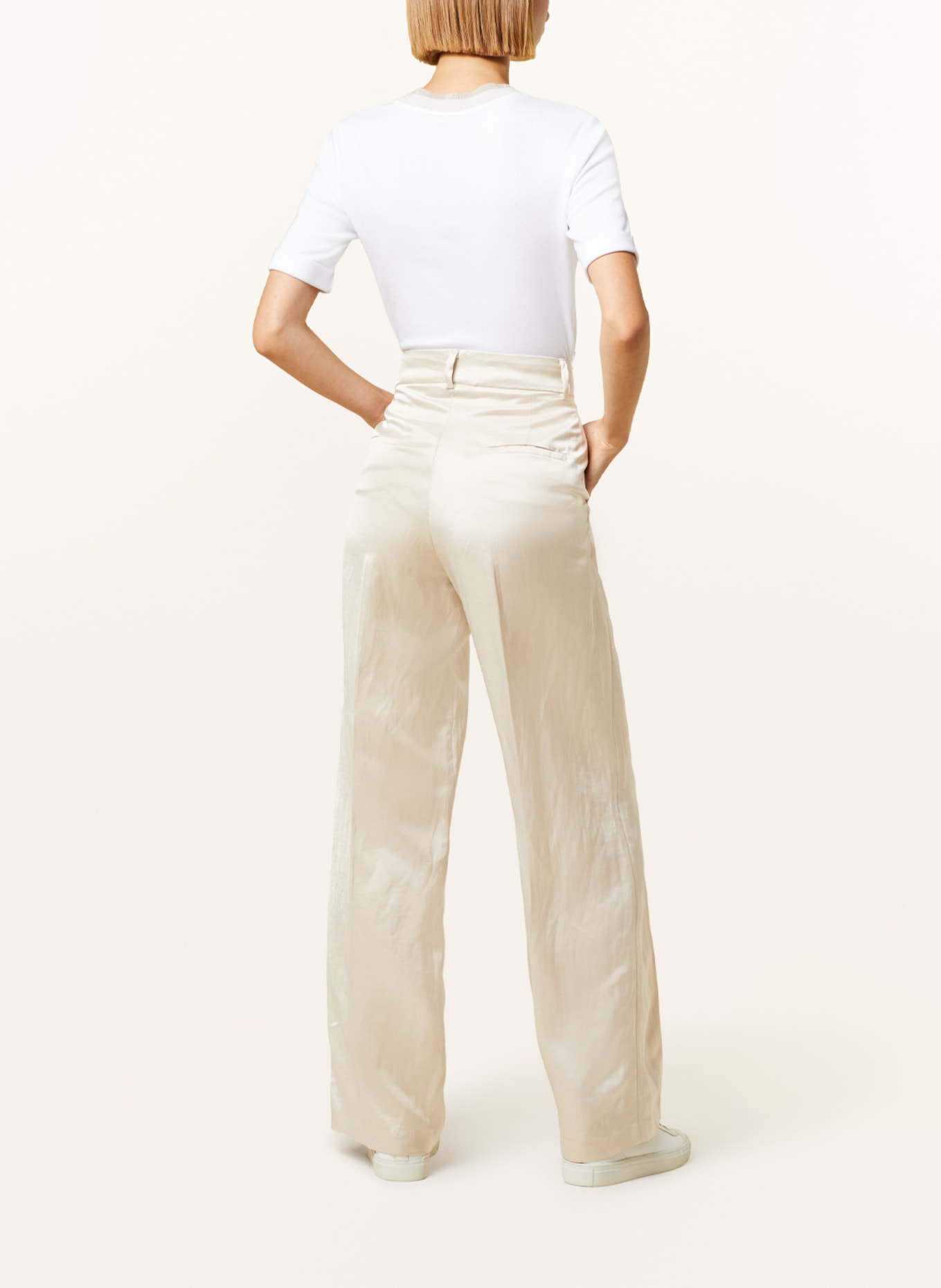 CAMBIO Wide leg trousers AMELIE with linen, Color: BEIGE (Image 3)