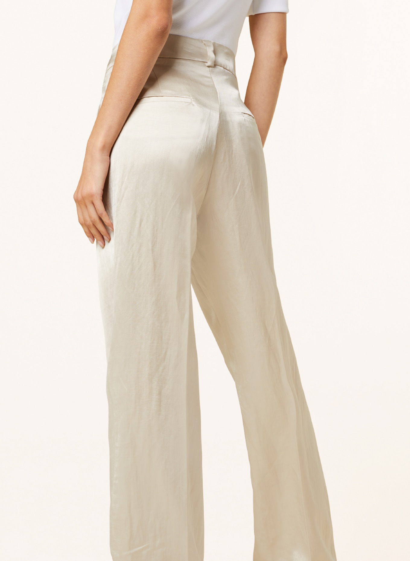 CAMBIO Wide leg trousers AMELIE with linen, Color: BEIGE (Image 5)