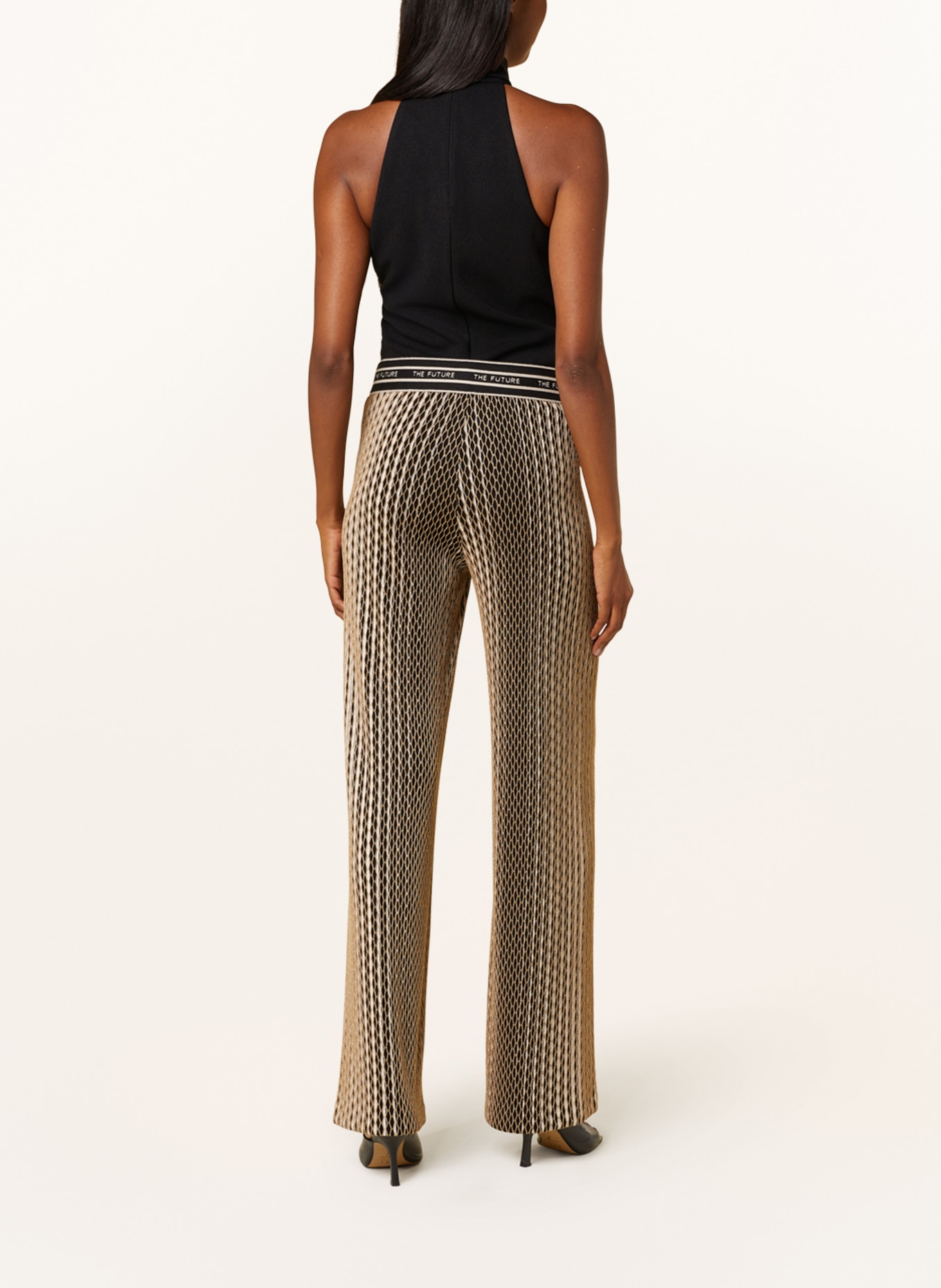 CAMBIO Wide leg trousers ALLISON with glitter thread, Color: BLACK/ WHITE/ GOLD (Image 3)