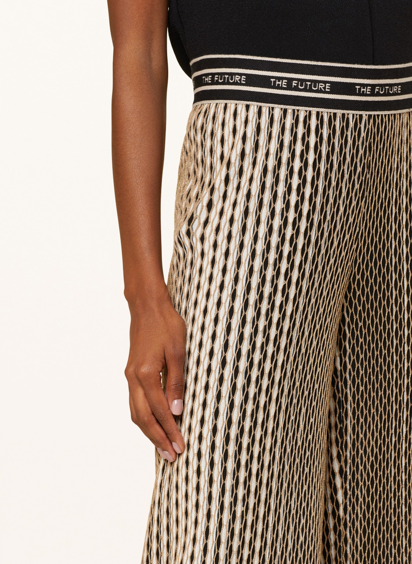 CAMBIO Wide leg trousers ALLISON with glitter thread, Color: BLACK/ WHITE/ GOLD (Image 5)