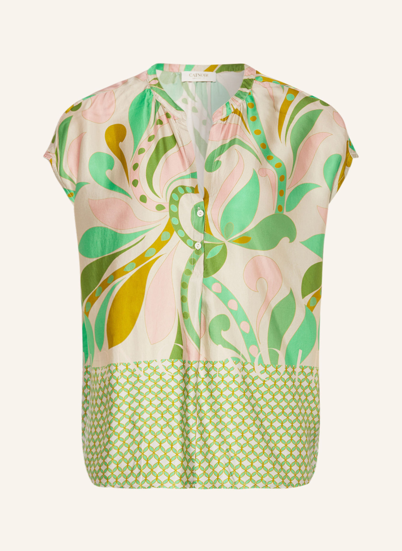 CATNOIR Shirt blouse in satin, Color: GREEN/ CREAM/ NUDE (Image 1)