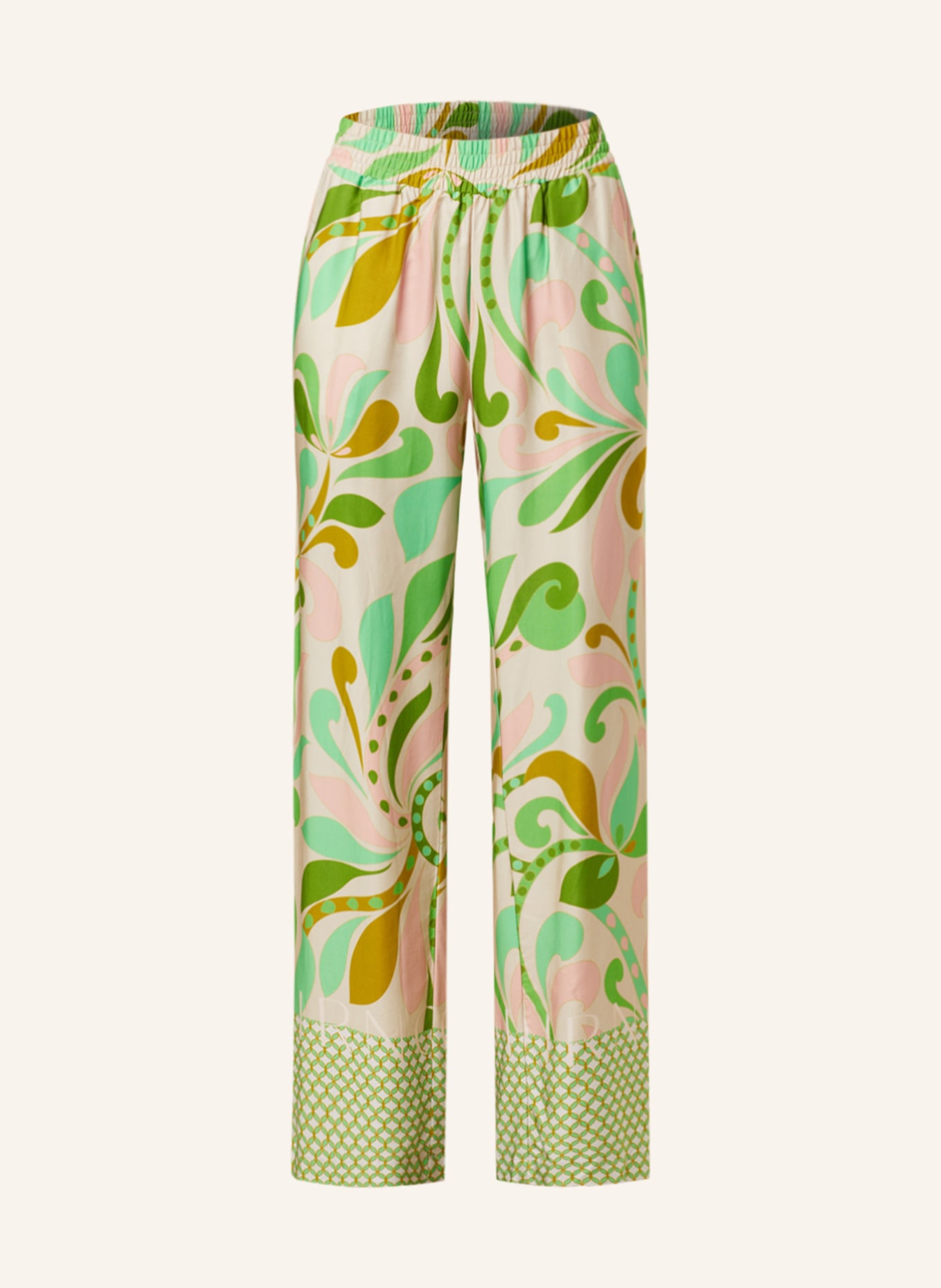 CATNOIR Wide leg trousers, Color: GREEN/ CREAM/ NUDE (Image 1)