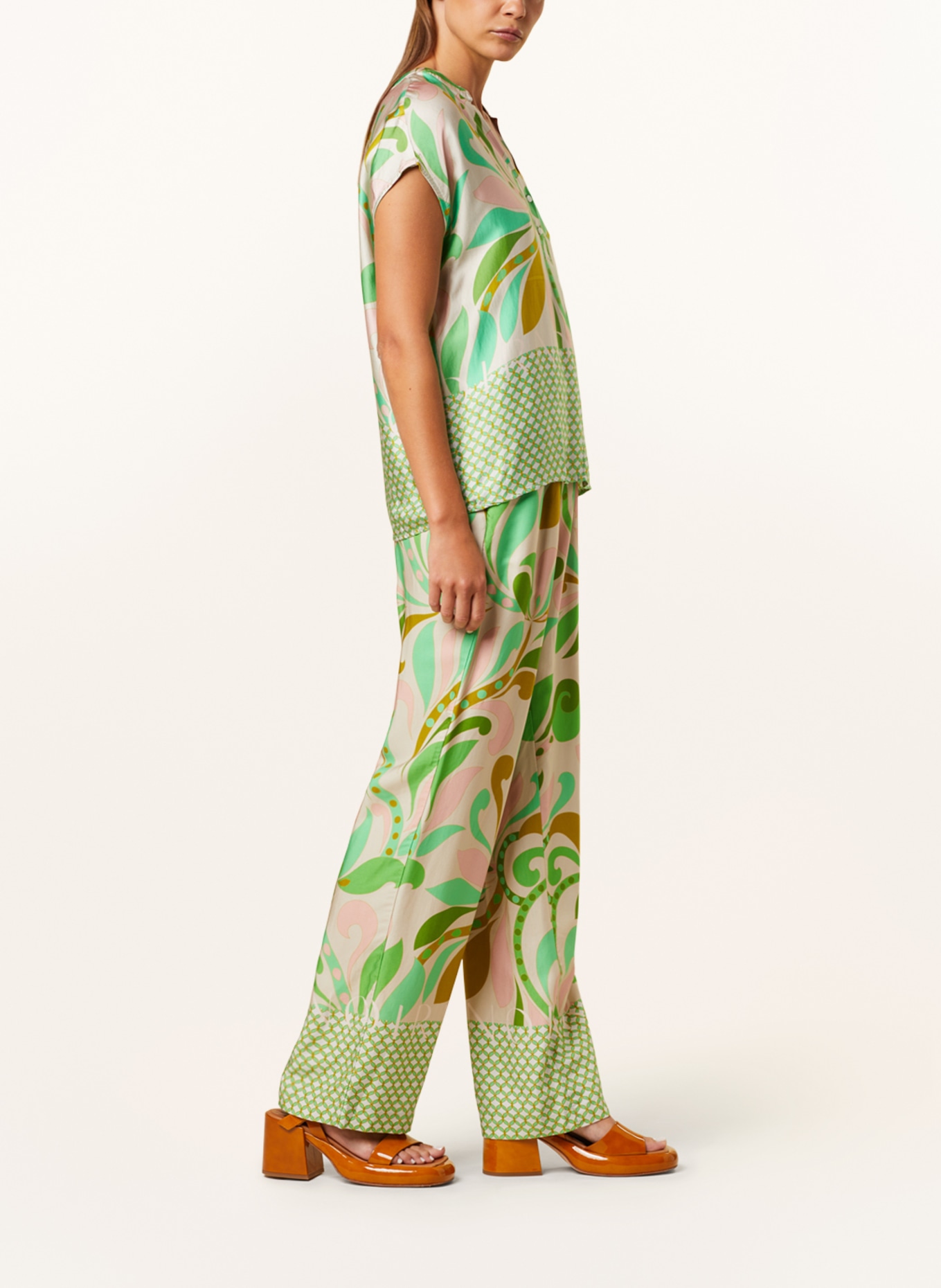 CATNOIR Wide leg trousers, Color: GREEN/ CREAM/ NUDE (Image 4)