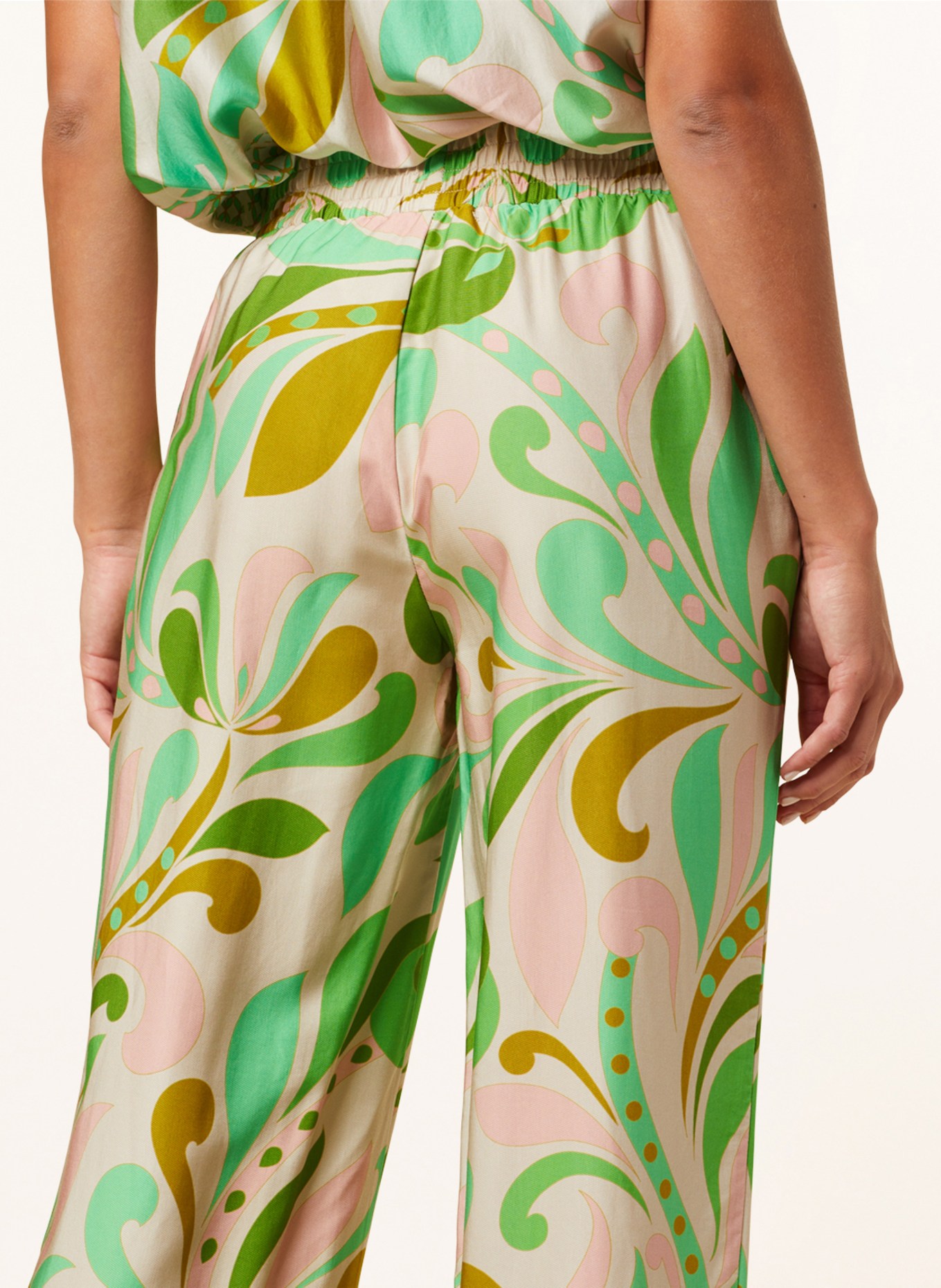 CATNOIR Wide leg trousers, Color: GREEN/ CREAM/ NUDE (Image 6)