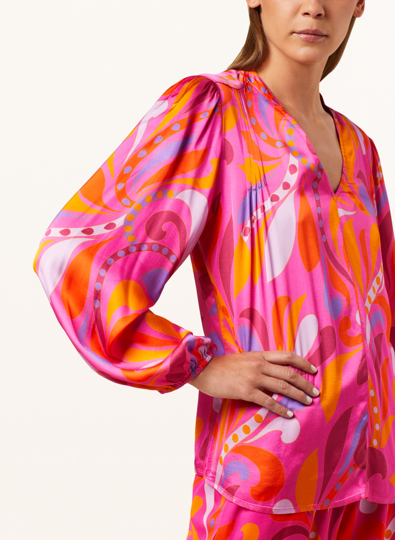 CATNOIR Shirt blouse in satin, Color: PINK/ ORANGE/ PURPLE (Image 4)