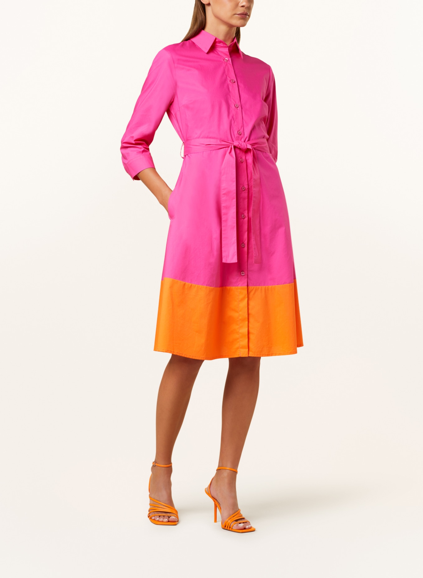 CATNOIR Hemdblusenkleid mit 3/4-Arm, Farbe: PINK/ ORANGE (Bild 2)