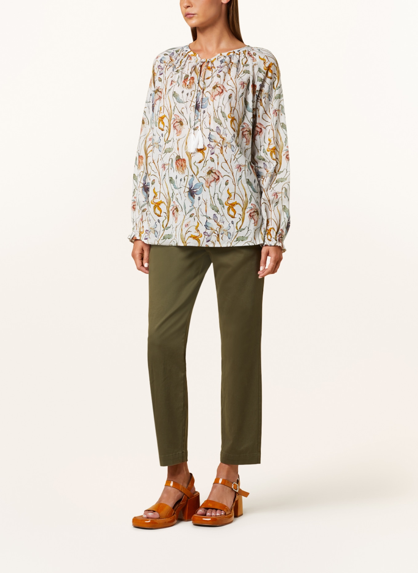 CATNOIR Shirt blouse, Color: CREAM/ DARK GREEN/ BROWN (Image 2)