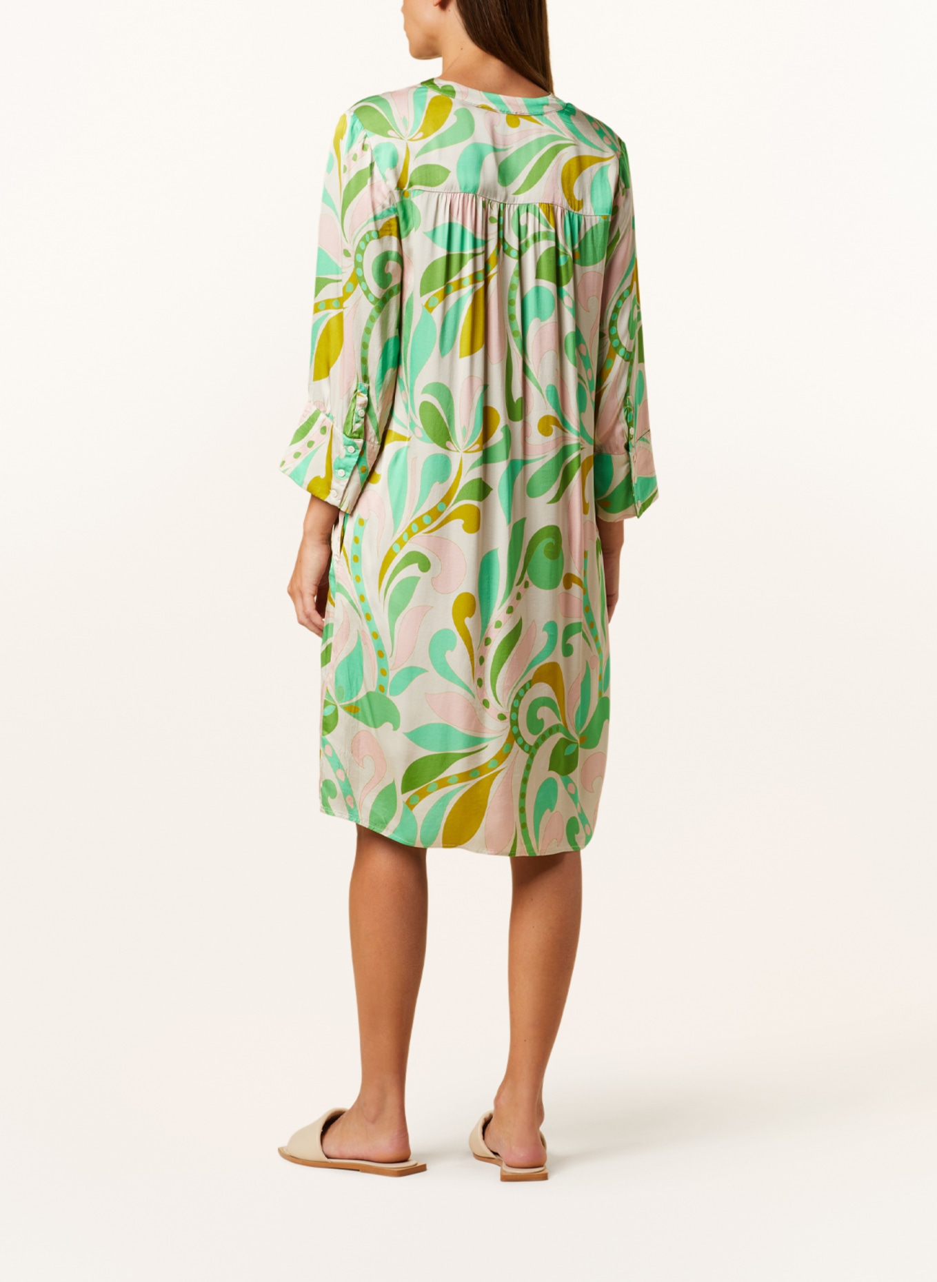 CATNOIR Satin dress, Color: GREEN/ CREAM/ NUDE (Image 3)