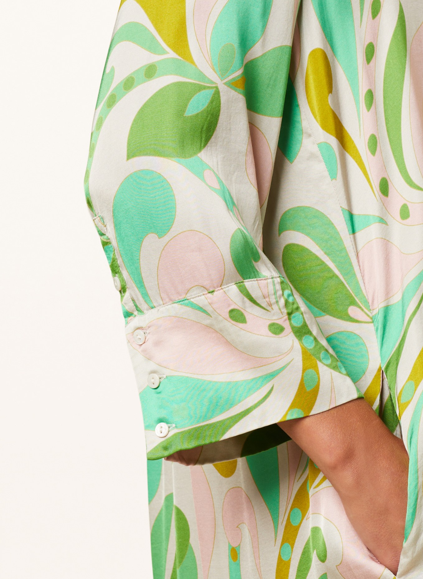 CATNOIR Satin dress, Color: GREEN/ CREAM/ NUDE (Image 4)