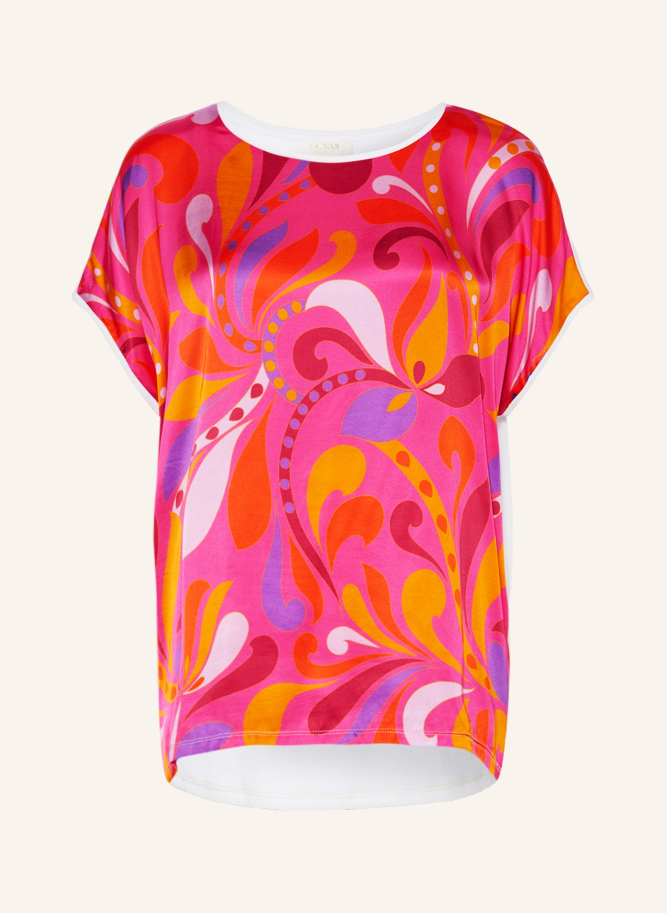 CATNOIR T-shirt z mieszanki materiałów, Kolor: MOCNORÓŻOWY/ POMARAŃCZOWY/ BIAŁY (Obrazek 1)