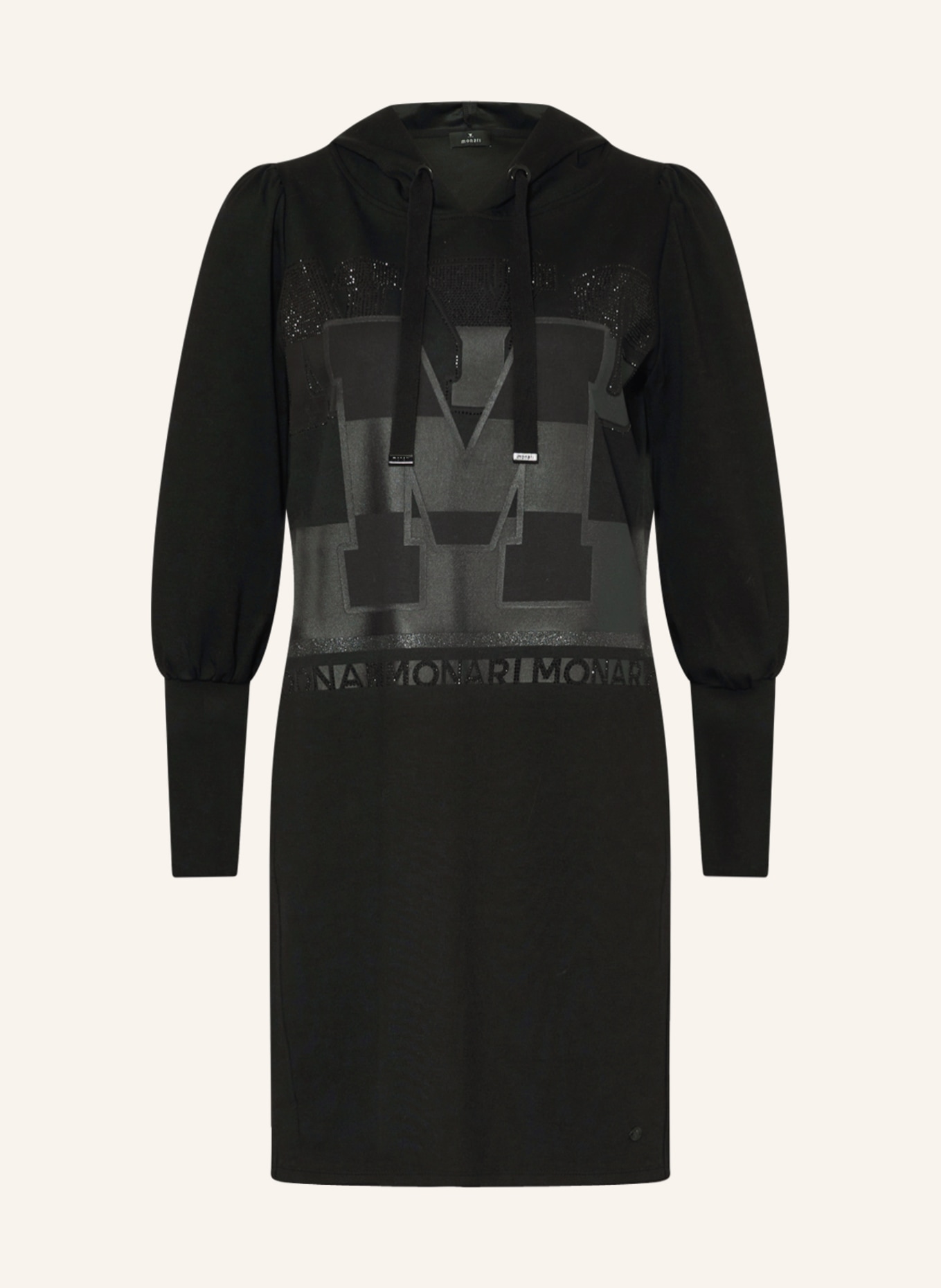 monari Hoodie-Kleid mit Schmucksteinen in schwarz