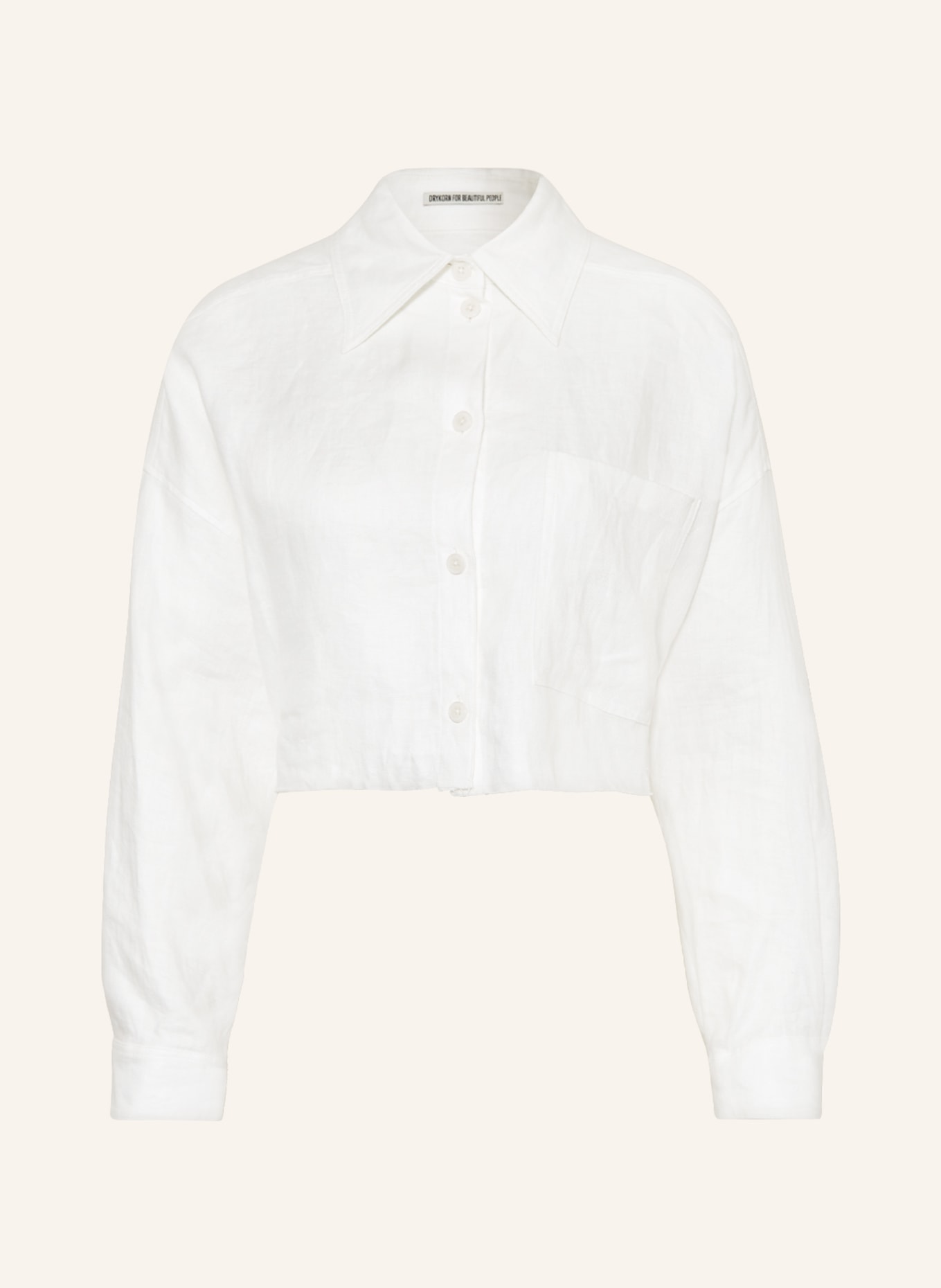 DRYKORN Cropped shirt blouse DANU made of linen, Color: WHITE (Image 1)