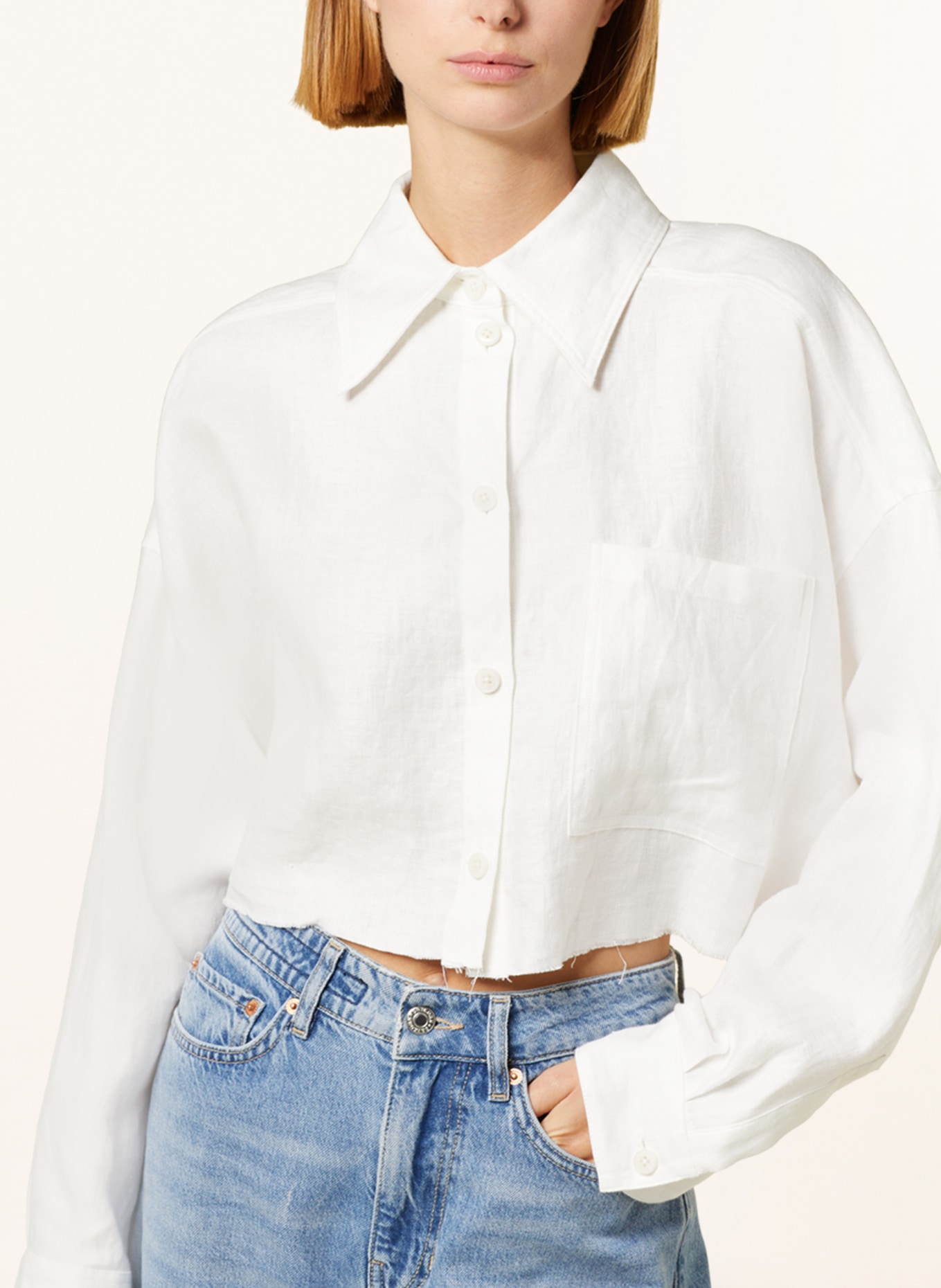 DRYKORN Cropped shirt blouse DANU made of linen, Color: WHITE (Image 4)