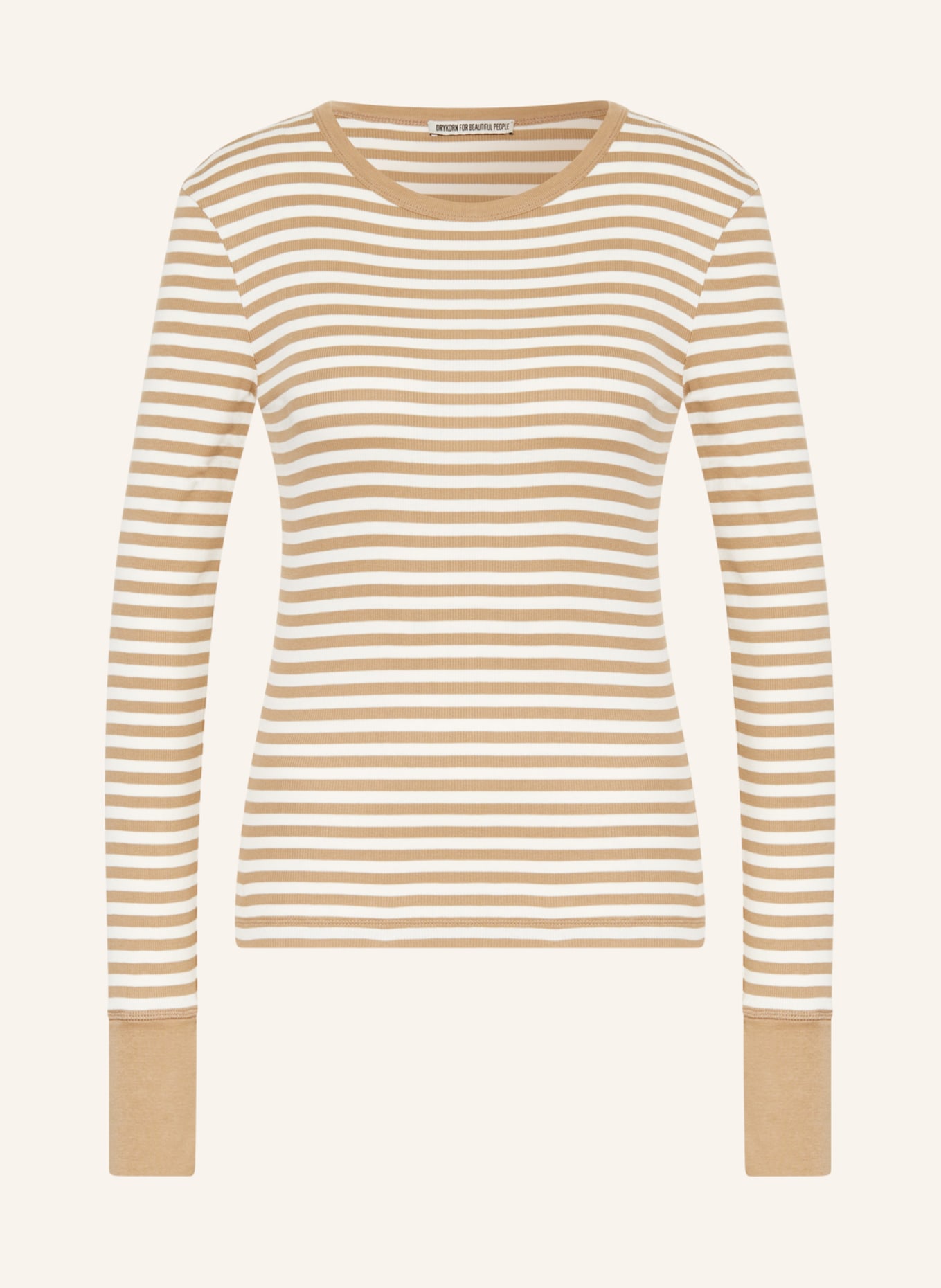 DRYKORN Long sleeve shirt NURIT, Color: WHITE/ LIGHT BROWN (Image 1)