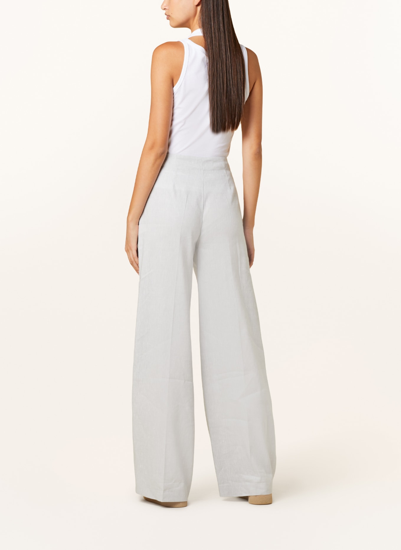 DRYKORN Wide leg trousers BEFORE with linen, Color: GRAY (Image 3)