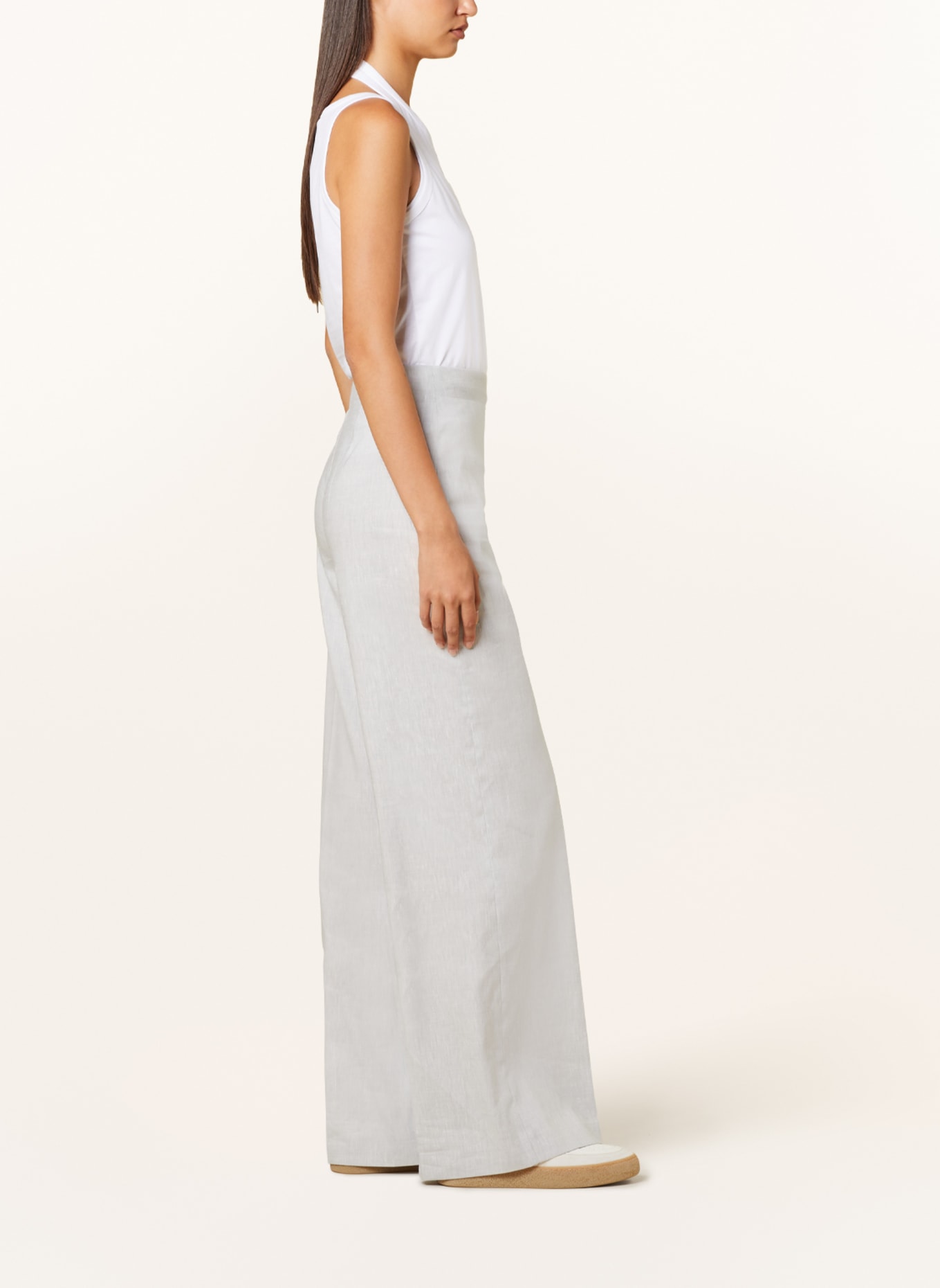 DRYKORN Wide leg trousers BEFORE with linen, Color: GRAY (Image 4)