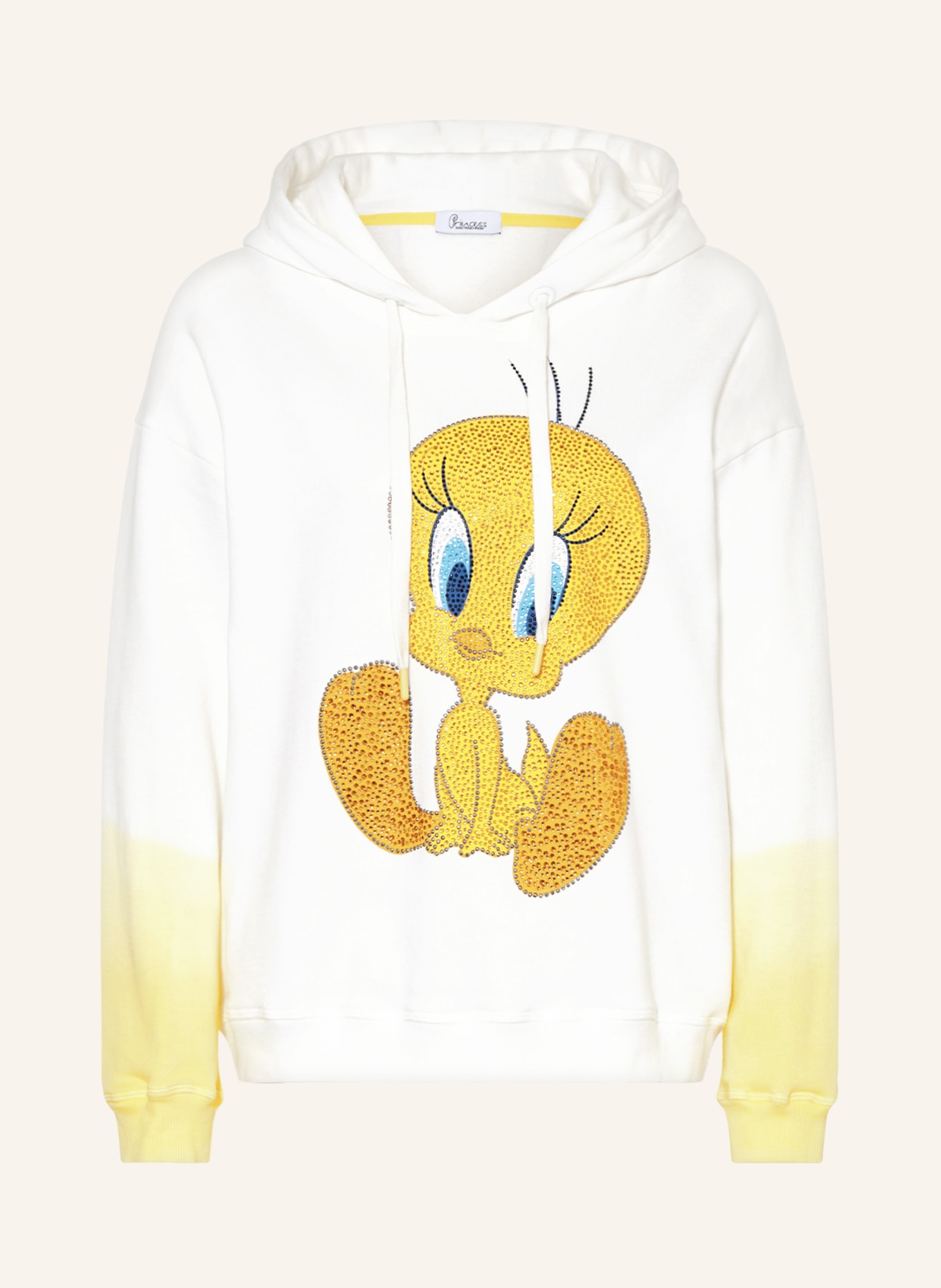 Princess GOES HOLLYWOOD Hoodie with decorative gems, Color: WHITE/ YELLOW (Image 1)