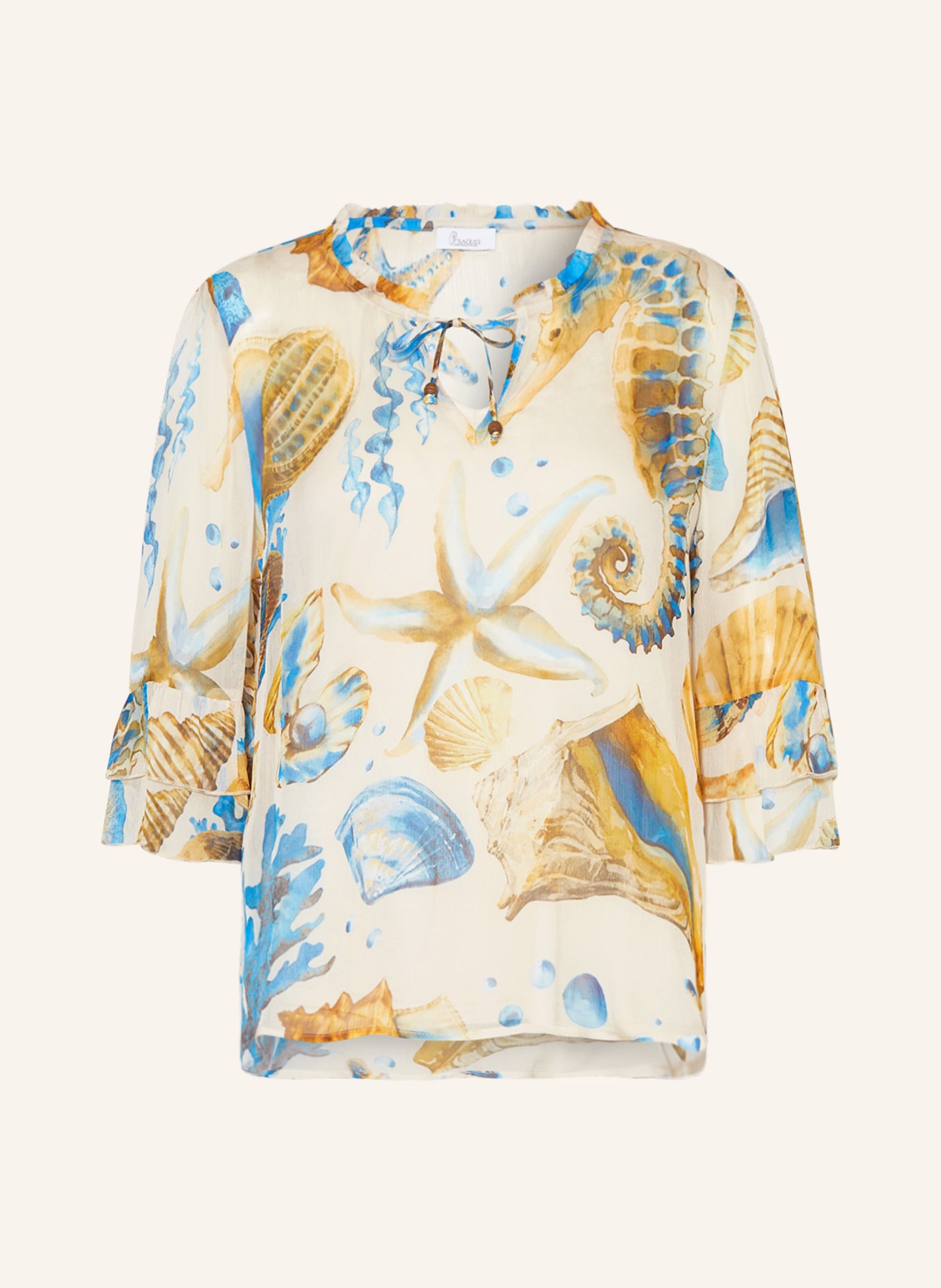 Princess GOES HOLLYWOOD Shirt blouse with 3/4 sleeves, Color: CREAM/ DARK YELLOW/ BLUE (Image 1)