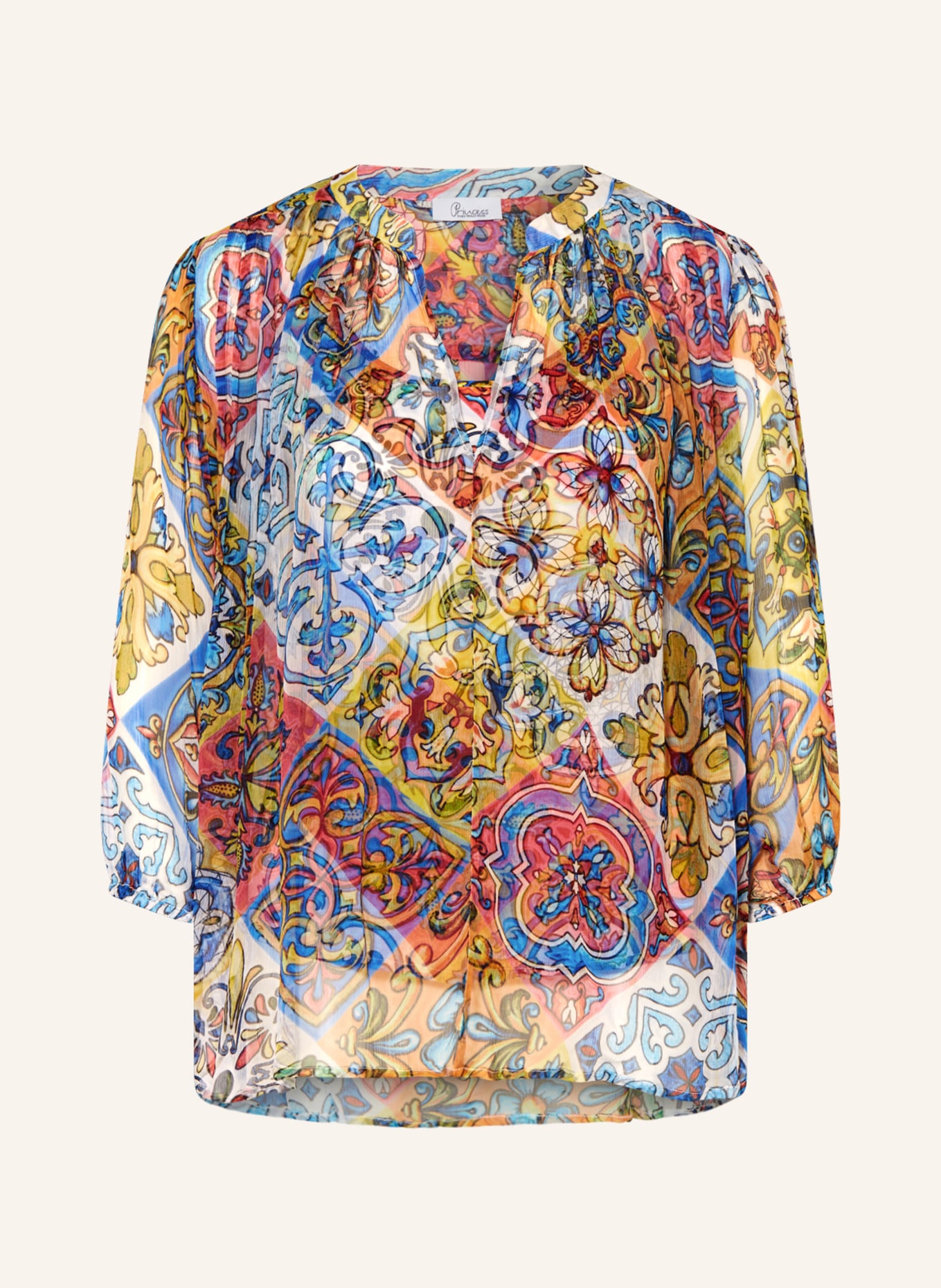 Princess GOES HOLLYWOOD Shirt blouse with 3/4 sleeves, Color: BLUE/ YELLOW/ RED (Image 1)