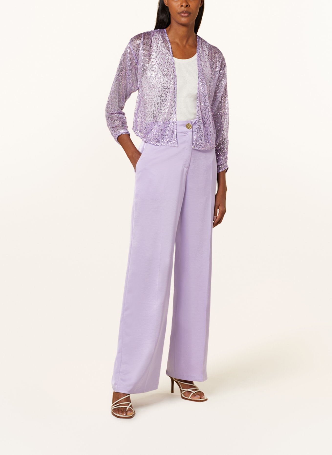 DANTE6 Wide leg trousers CHEERS made of satin, Color: LIGHT PURPLE (Image 2)