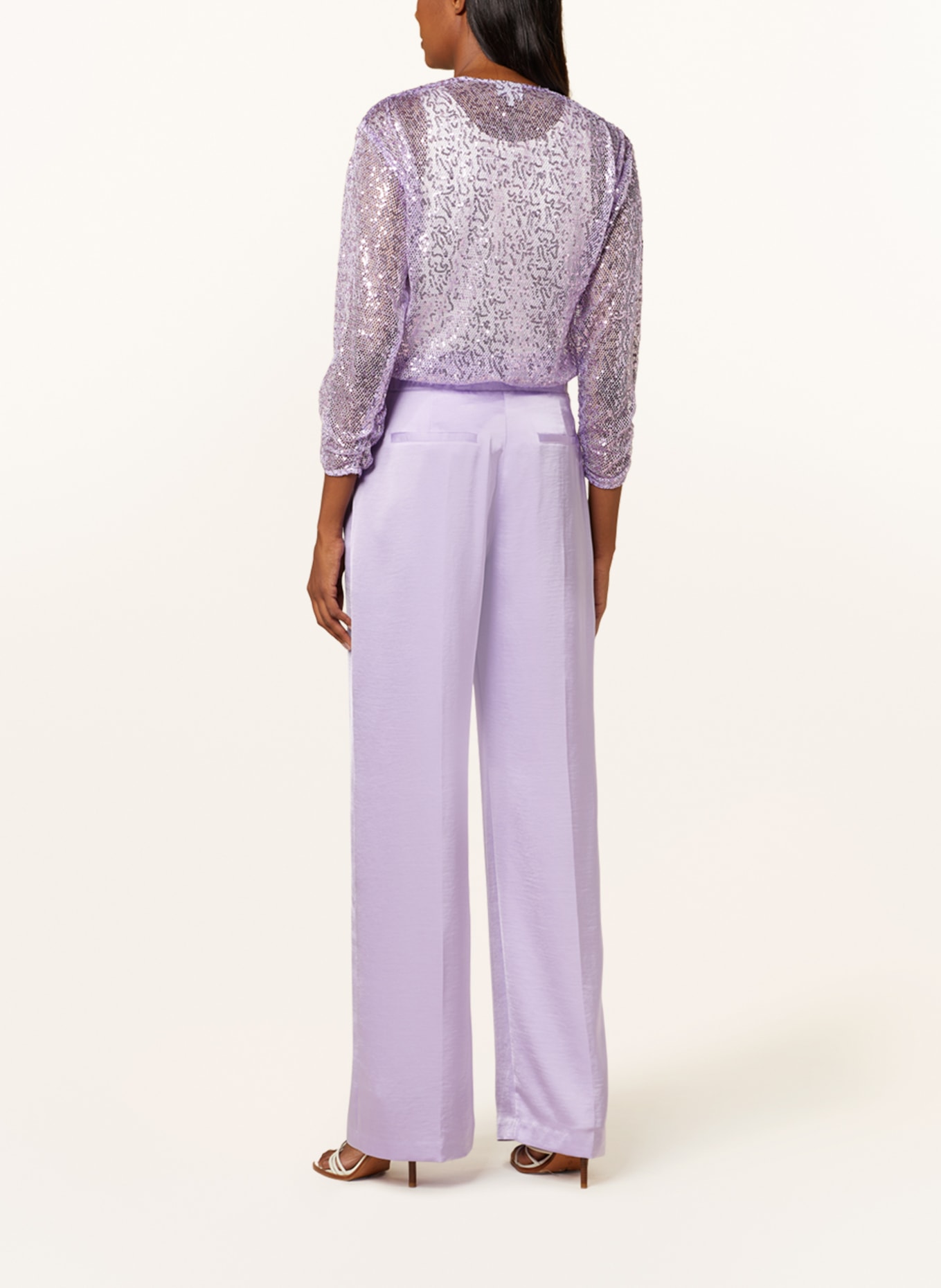DANTE6 Wide leg trousers CHEERS made of satin, Color: LIGHT PURPLE (Image 3)