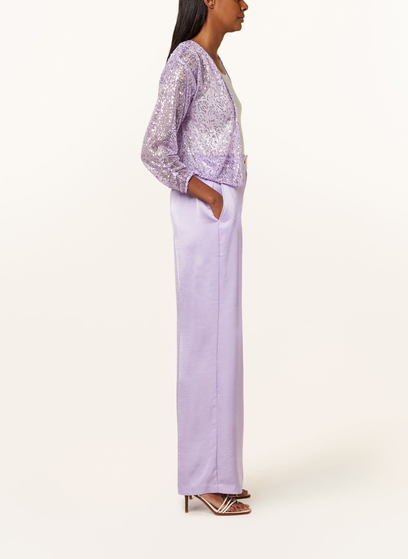 DANTE6 Wide leg trousers CHEERS made of satin, Color: LIGHT PURPLE (Image 4)