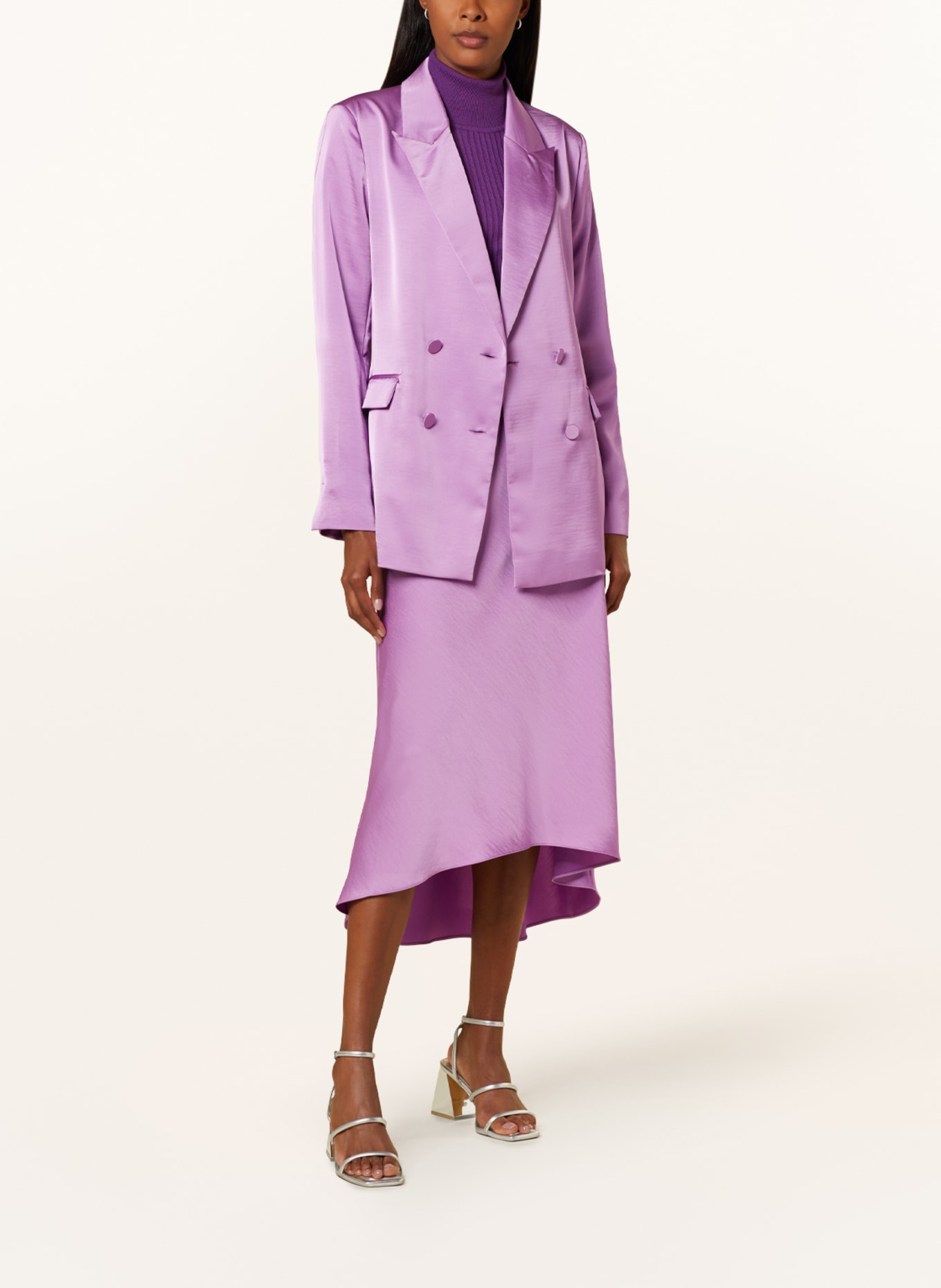 Satin skirt suit top