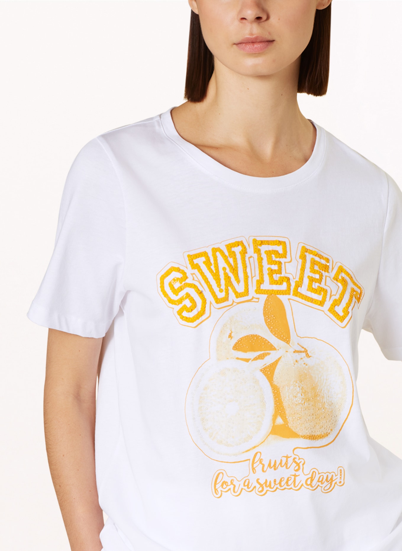 FrogBox T-Shirt mit Pailletten und Schmucksteinen, Farbe: WEISS (Bild 4)