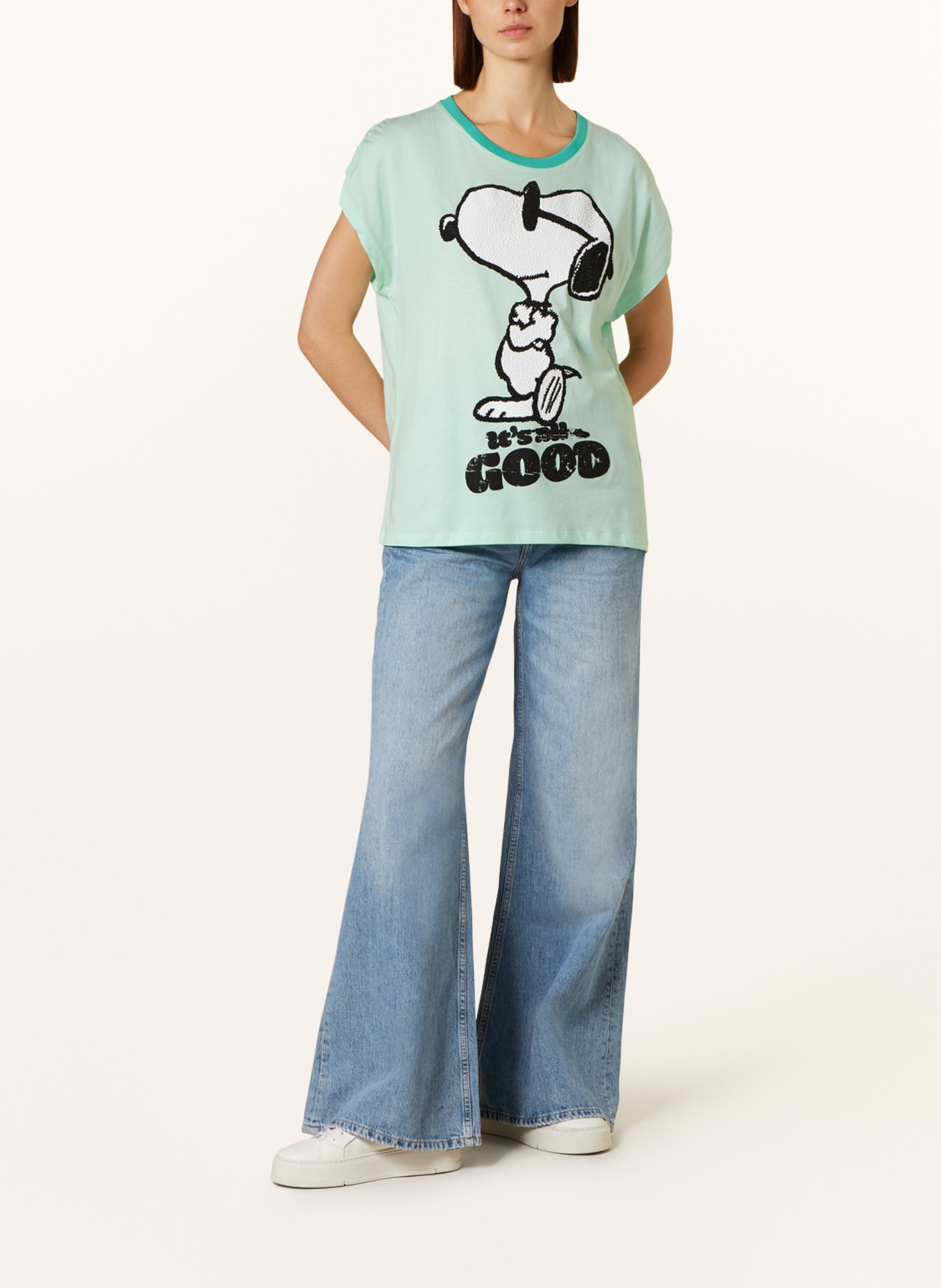 FrogBox T-shirt z obszyciem ozdobnymi kamykami, Kolor: MIĘTOWY (Obrazek 2)