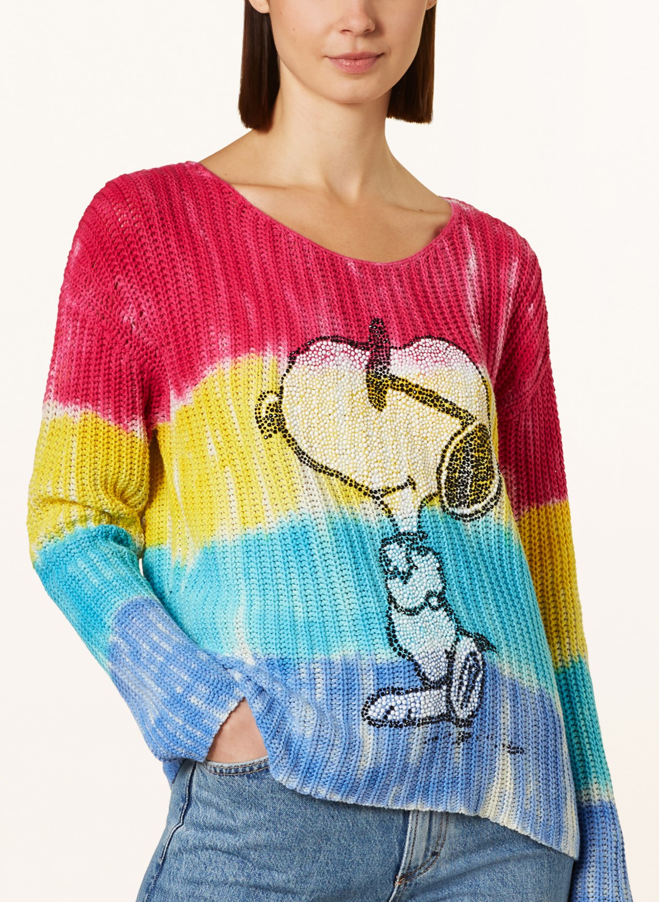 FrogBox Sweter z ozdobnymi kamykami, Kolor: FUKSJA/ ŻÓŁTY/ TURKUSOWY (Obrazek 4)