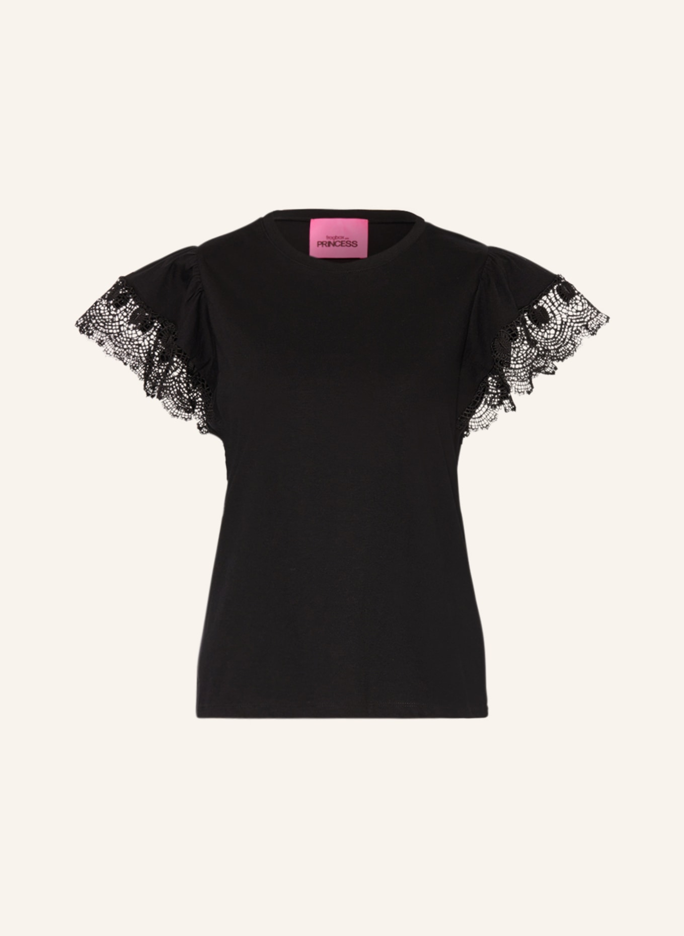 FrogBox T-shirt with lace, Color: BLACK (Image 1)