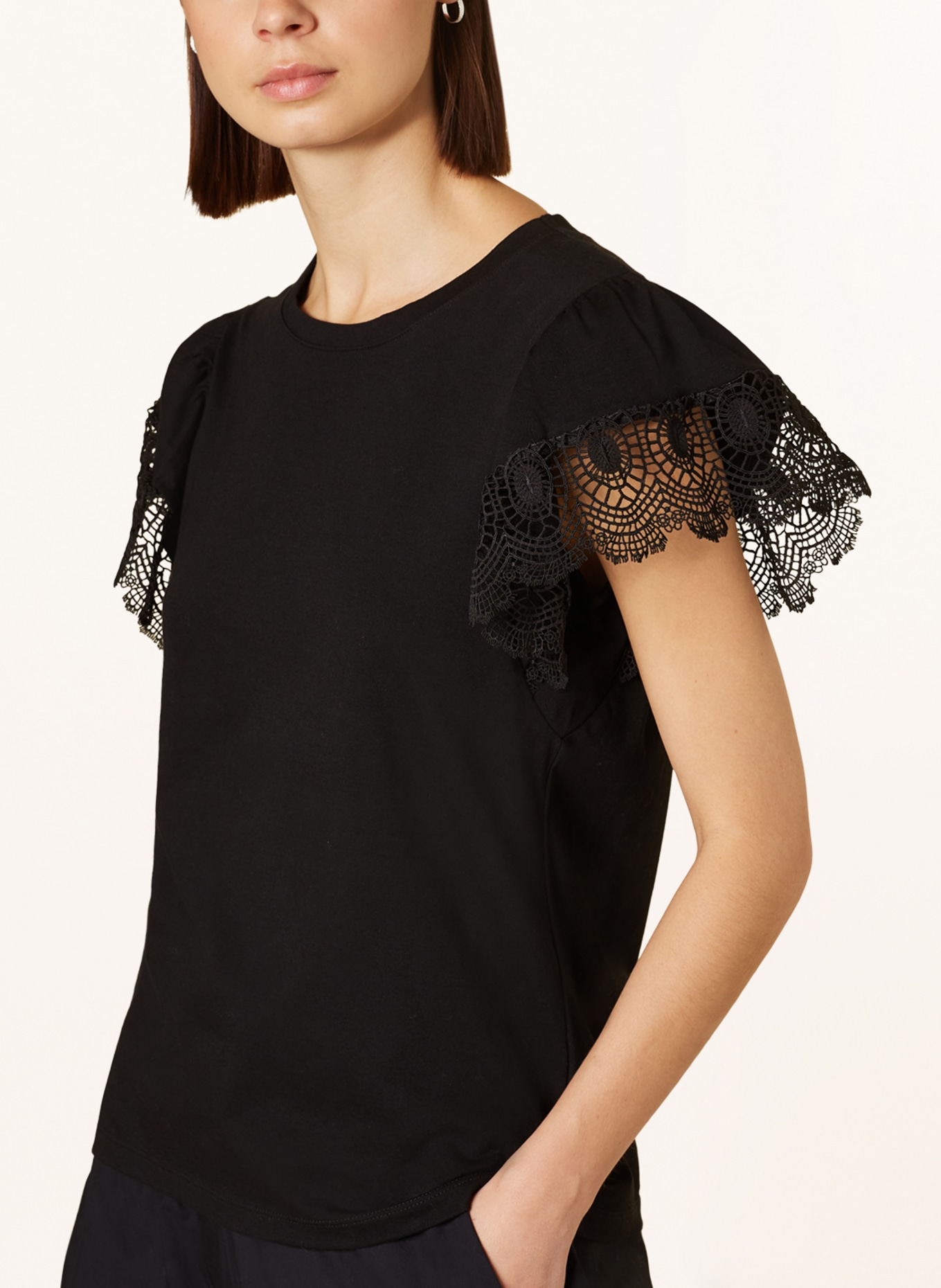 FrogBox T-shirt with lace, Color: BLACK (Image 4)