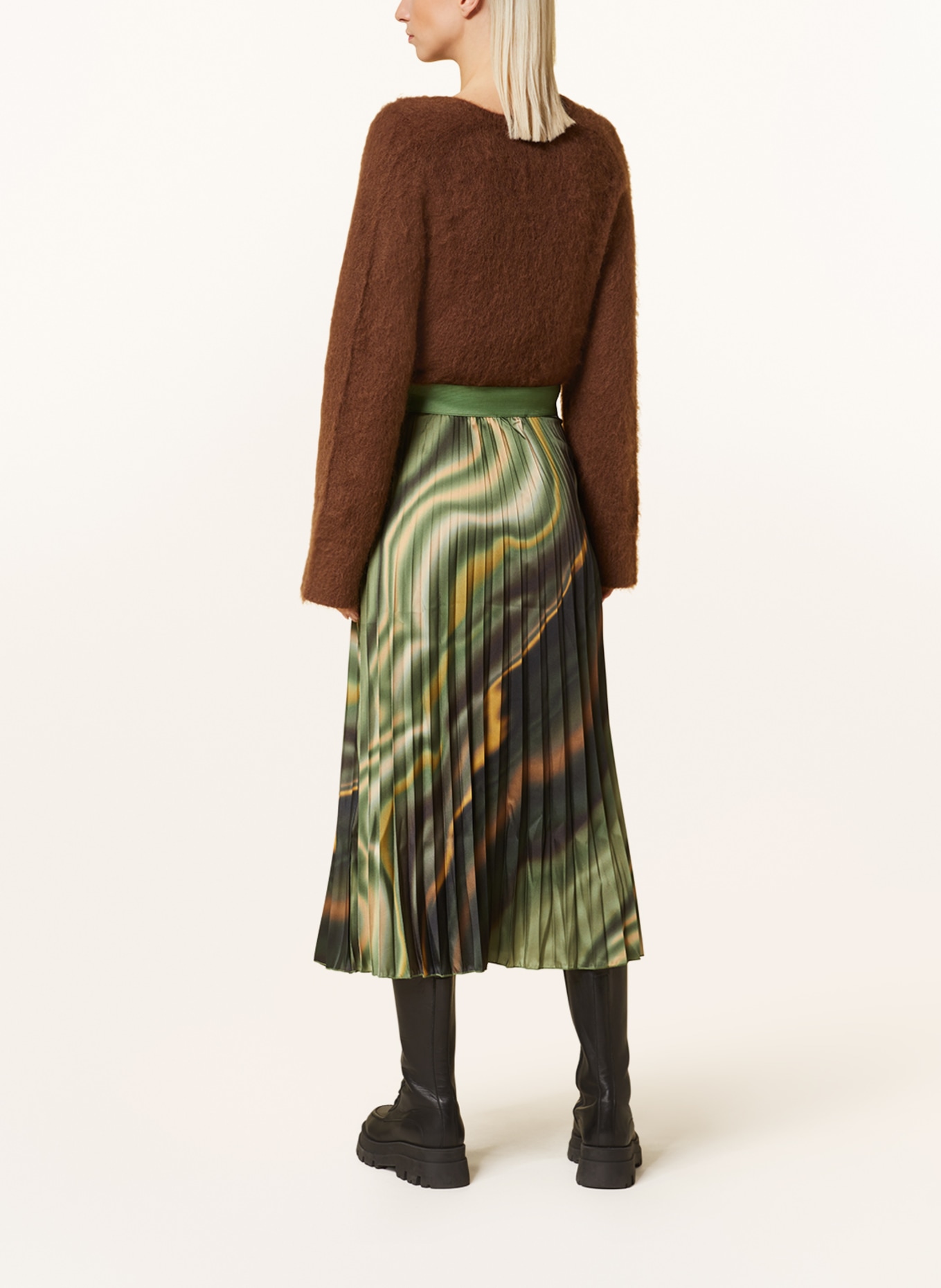 CARTOON Pleated skirt, Color: OLIVE/ DARK YELLOW/ KHAKI (Image 3)