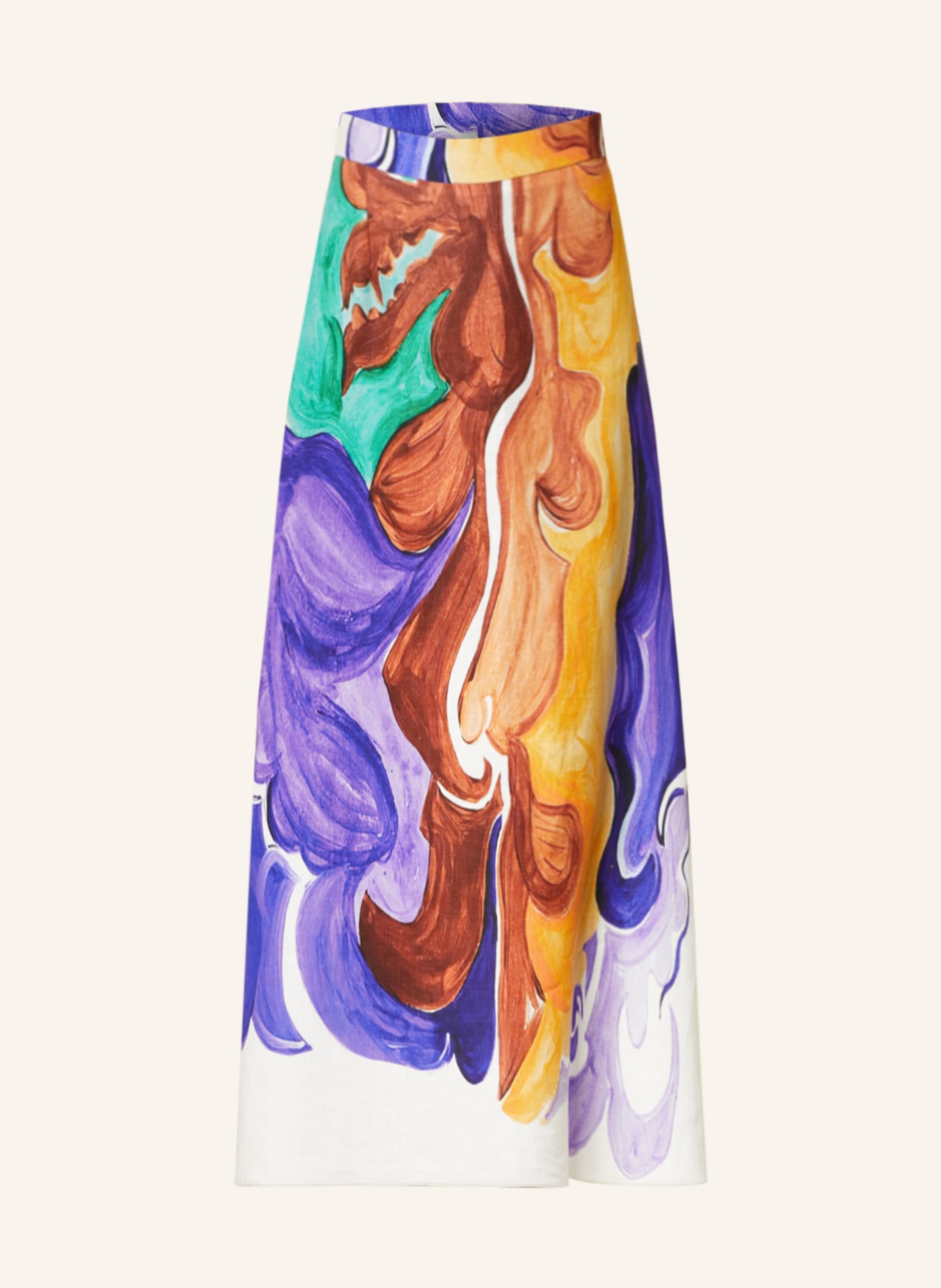 DOROTHEE SCHUMACHER Lněná sukně, Barva: FIALOVÁ/ HNĚDÁ/ TMAVĚ ŽLUTÁ (Obrázek 1)