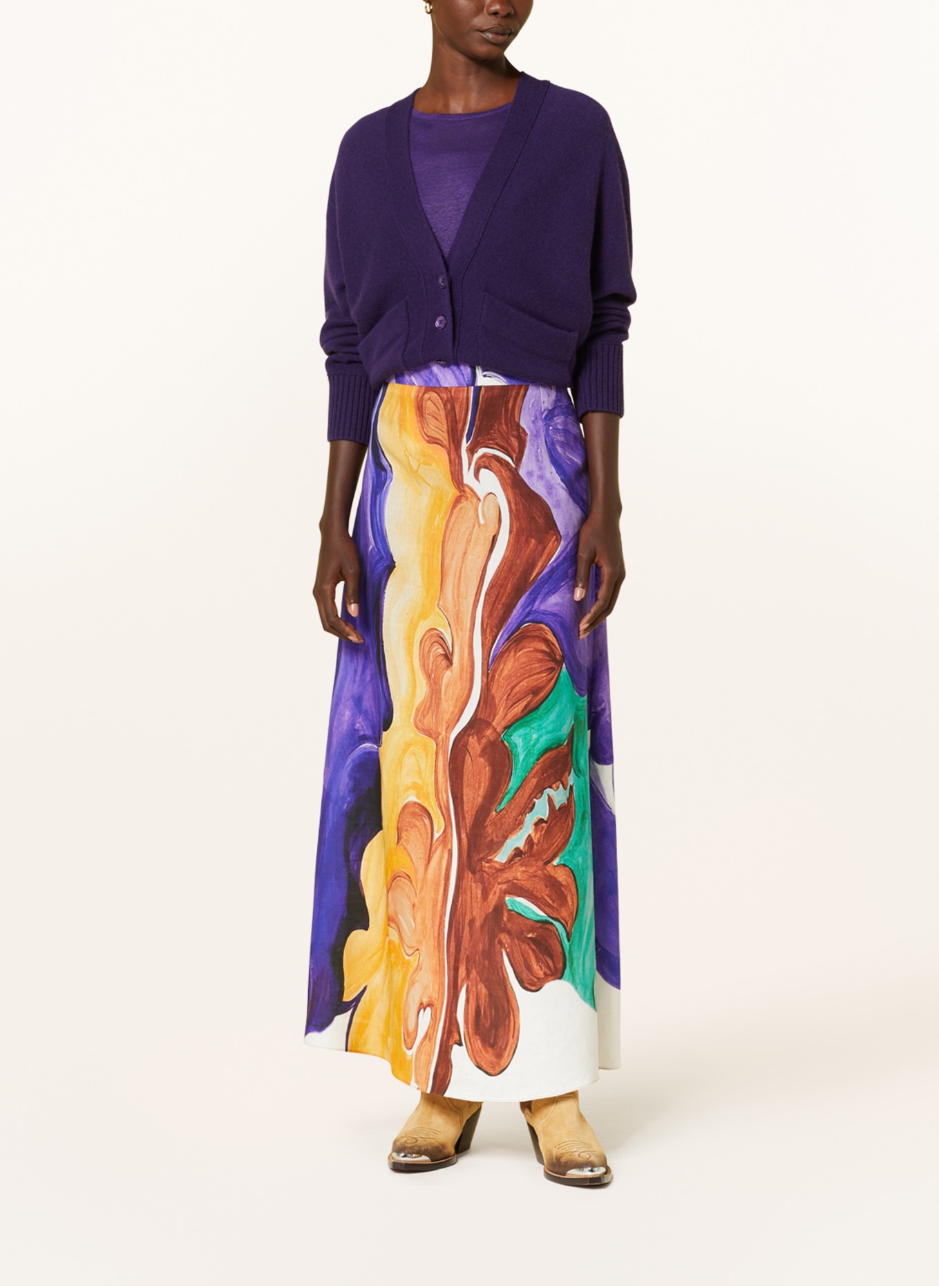 DOROTHEE SCHUMACHER Linen skirt, Color: PURPLE/ BROWN/ DARK YELLOW (Image 2)
