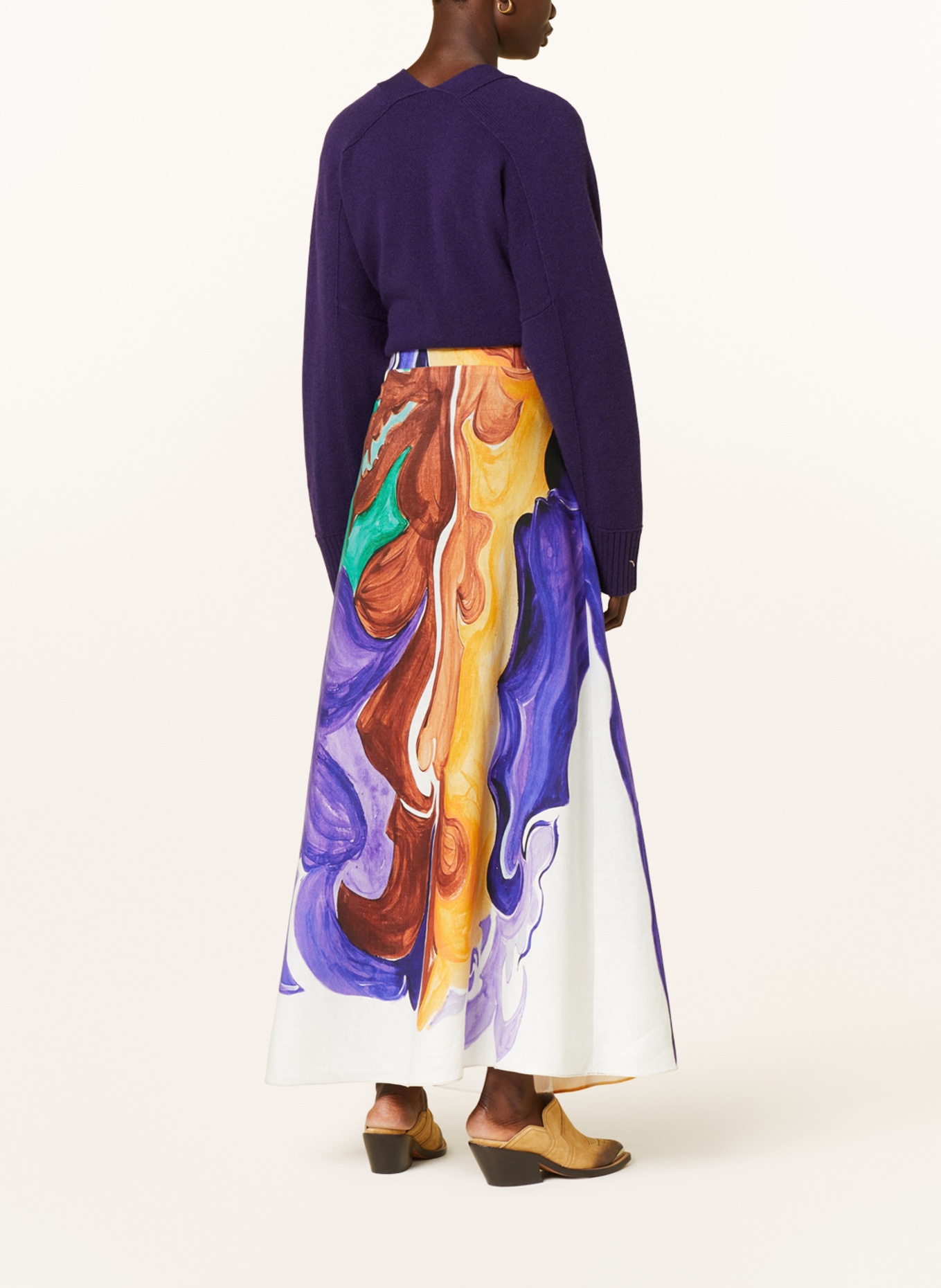 DOROTHEE SCHUMACHER Linen skirt, Color: PURPLE/ BROWN/ DARK YELLOW (Image 3)