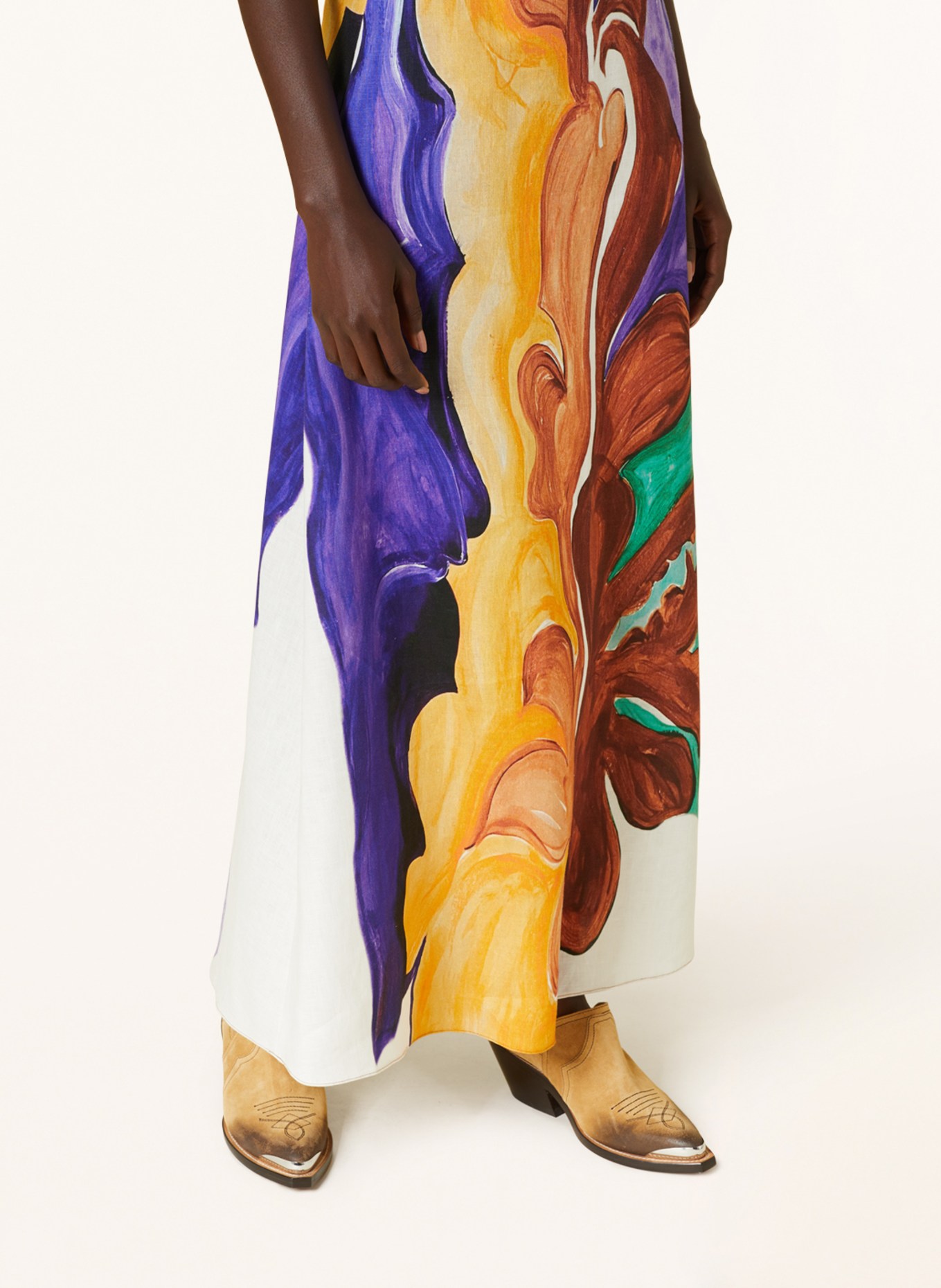 DOROTHEE SCHUMACHER Lněná sukně, Barva: FIALOVÁ/ HNĚDÁ/ TMAVĚ ŽLUTÁ (Obrázek 4)