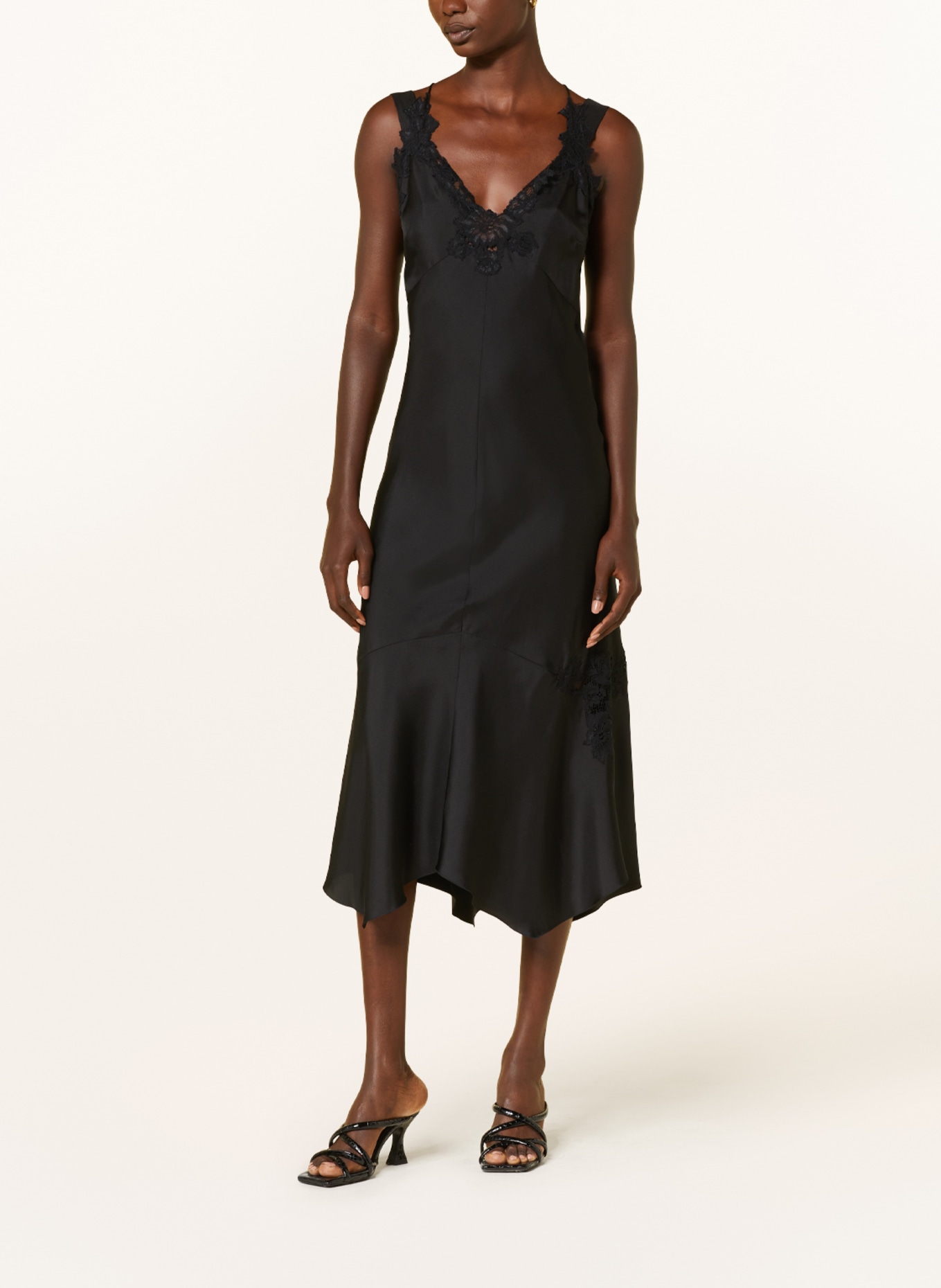 DOROTHEE SCHUMACHER Silk dress with lace, Color: BLACK (Image 2)