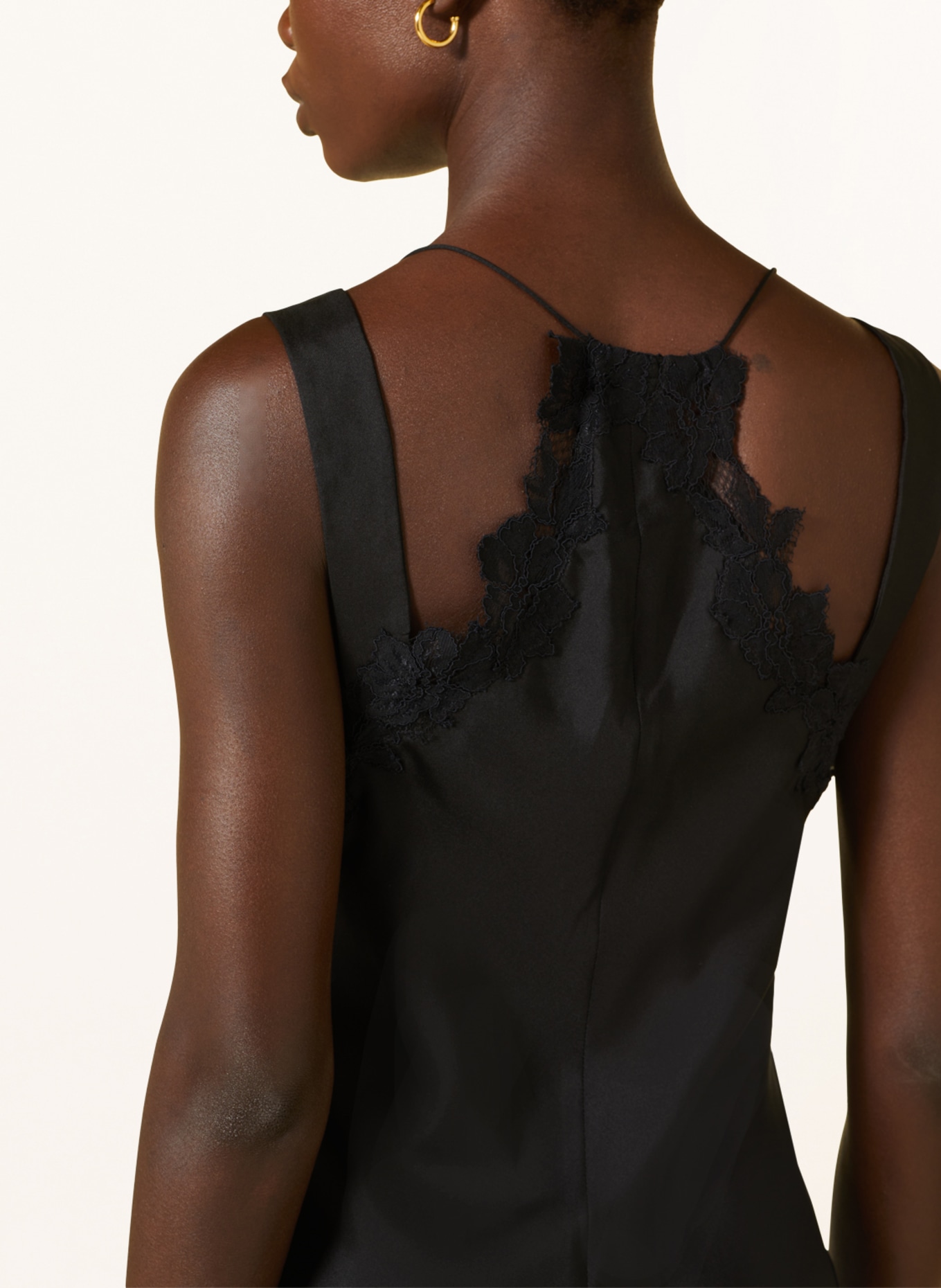 DOROTHEE SCHUMACHER Silk dress with lace, Color: BLACK (Image 4)