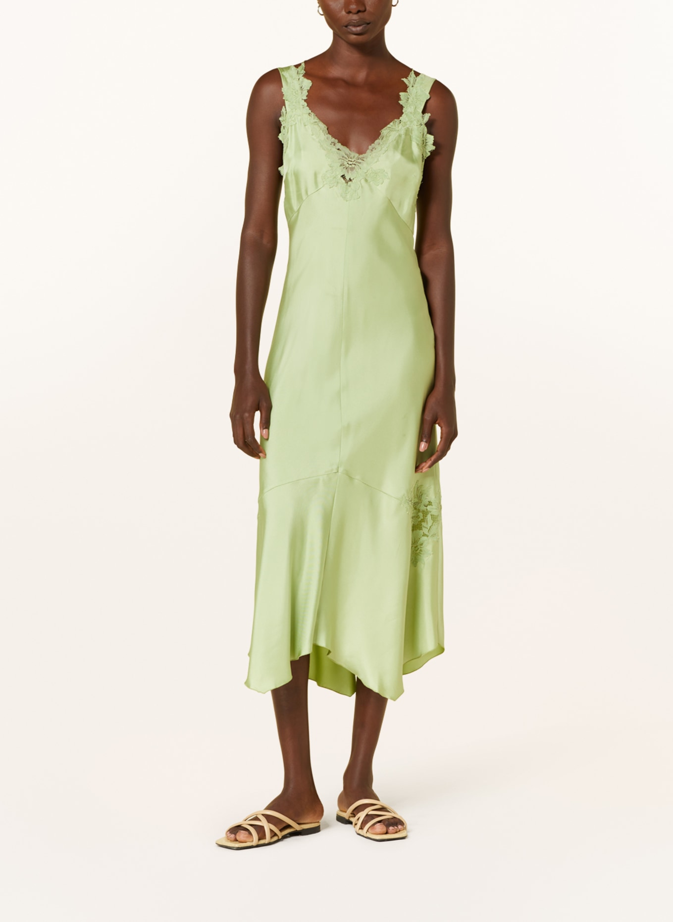 DOROTHEE SCHUMACHER Silk dress with lace, Color: LIGHT GREEN (Image 2)