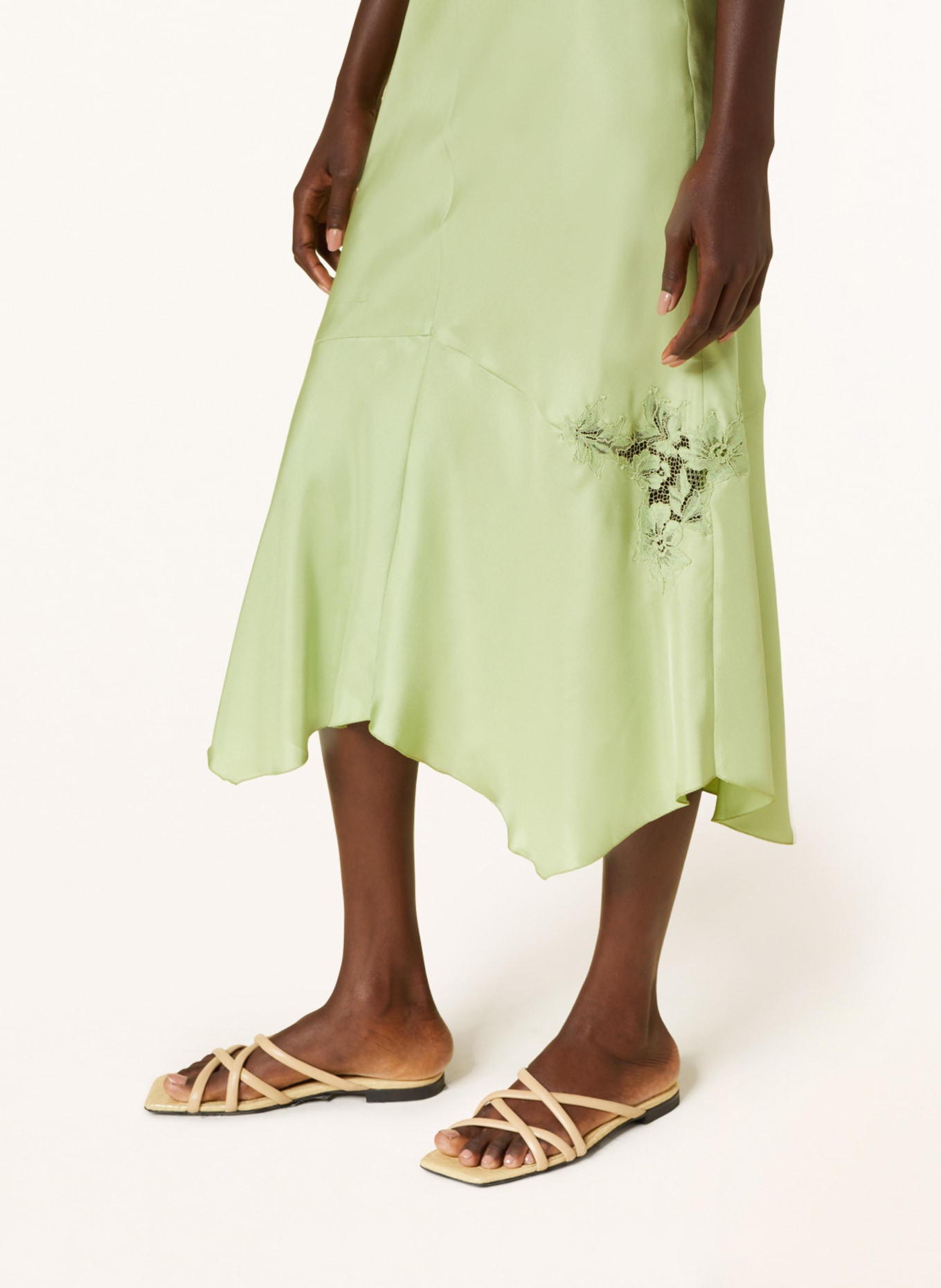 DOROTHEE SCHUMACHER Hedvábné šaty s krajkou, Barva: SVĚTLE ZELENÁ (Obrázek 5)