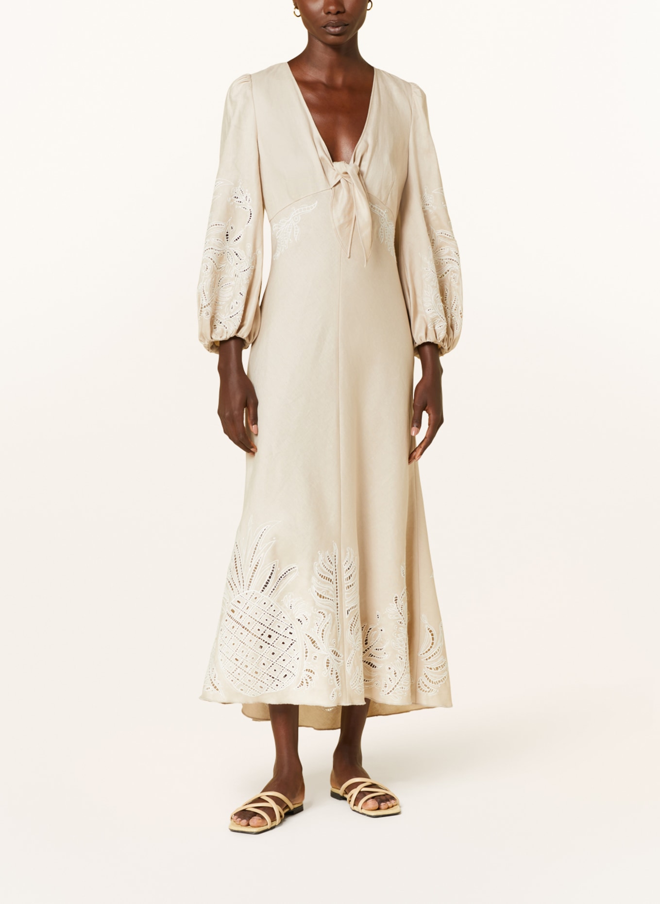 DOROTHEE SCHUMACHER Linen dress with 3/4 sleeves, Color: BEIGE (Image 2)