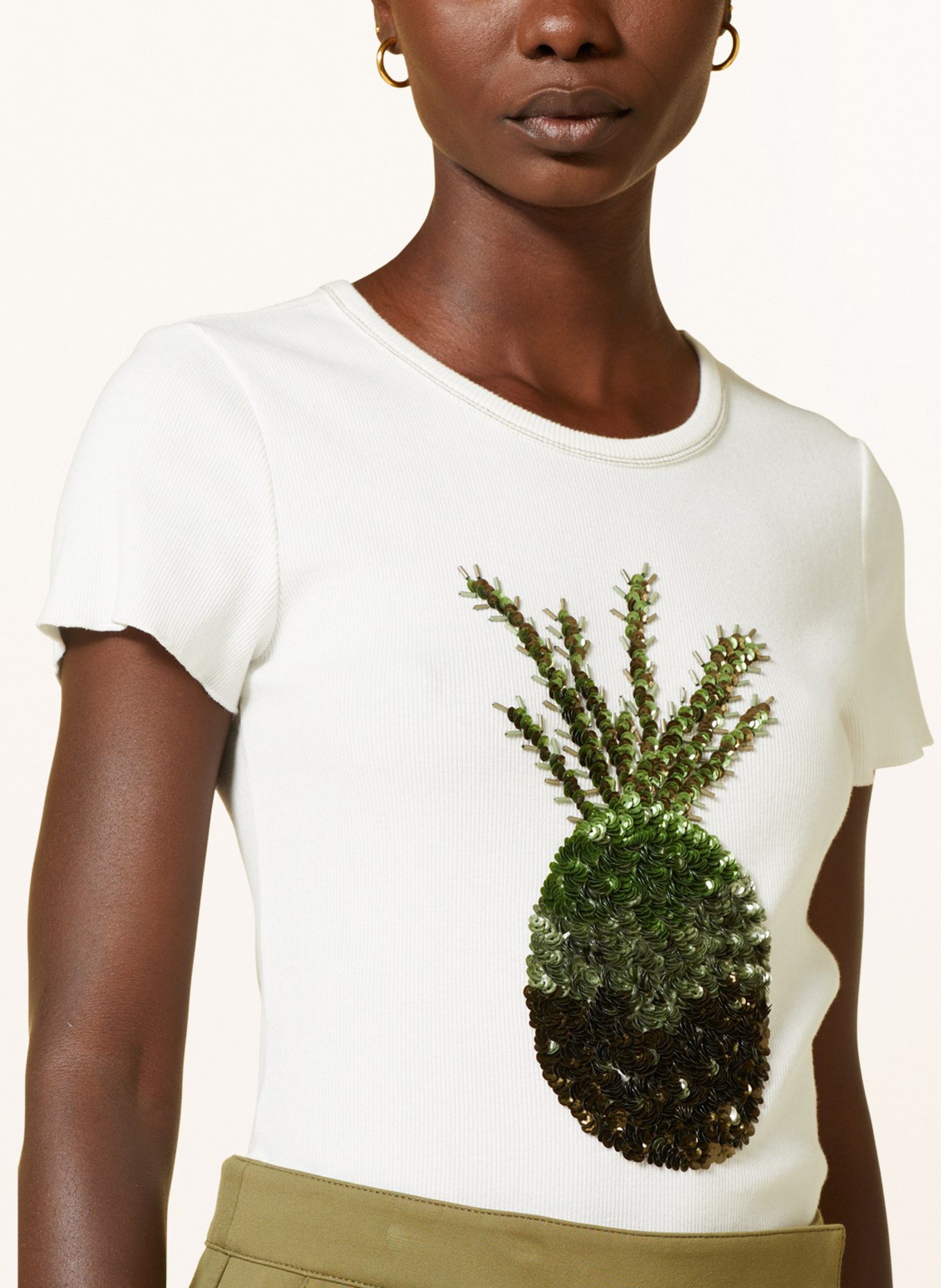 DOROTHEE SCHUMACHER T-shirt z cekinami, Kolor: KREMOWY (Obrazek 4)
