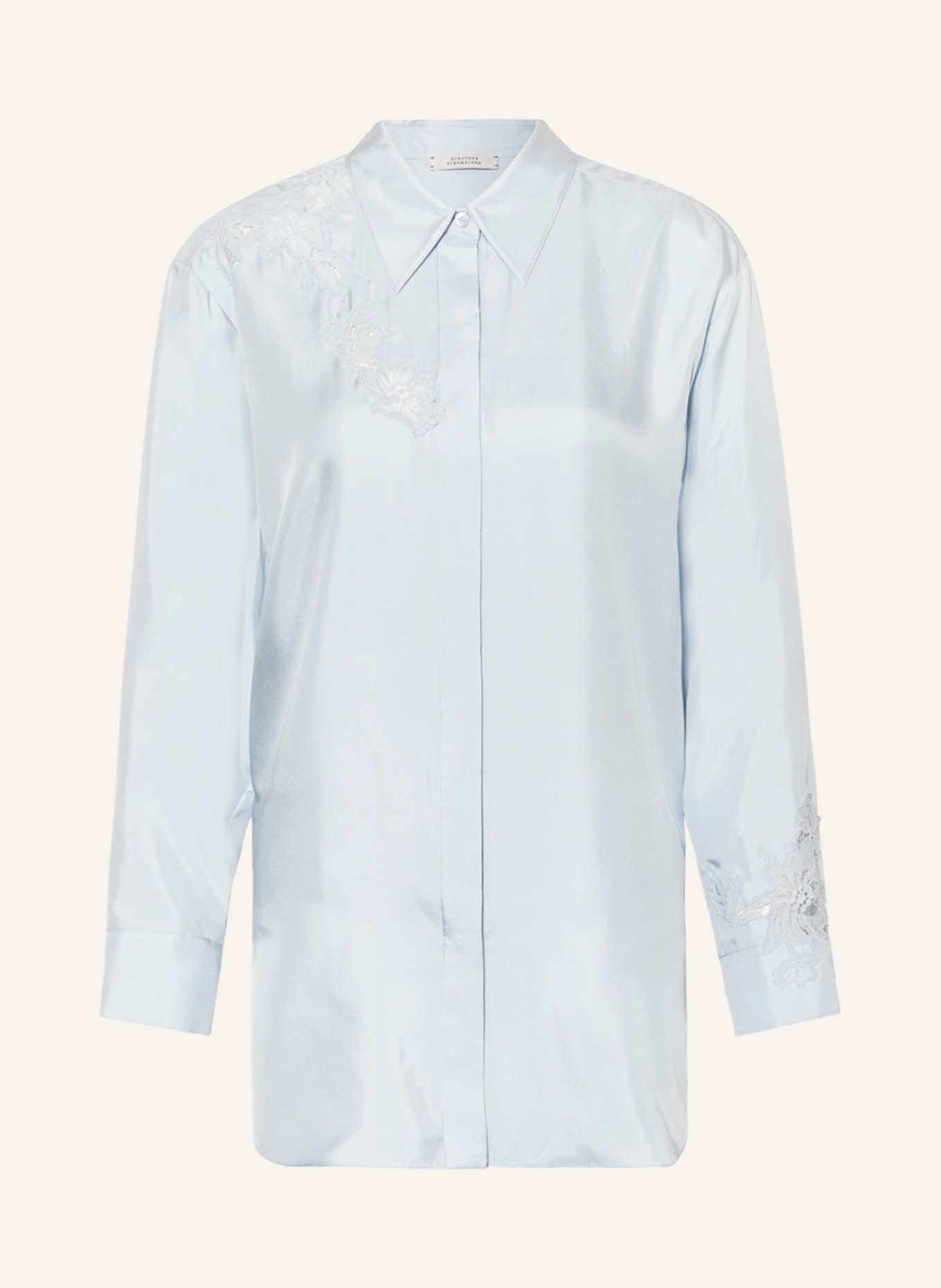 DOROTHEE SCHUMACHER Hedvábná košilová halenka s krajkou, Barva: TMAVĚ MODRÁ (Obrázek 1)