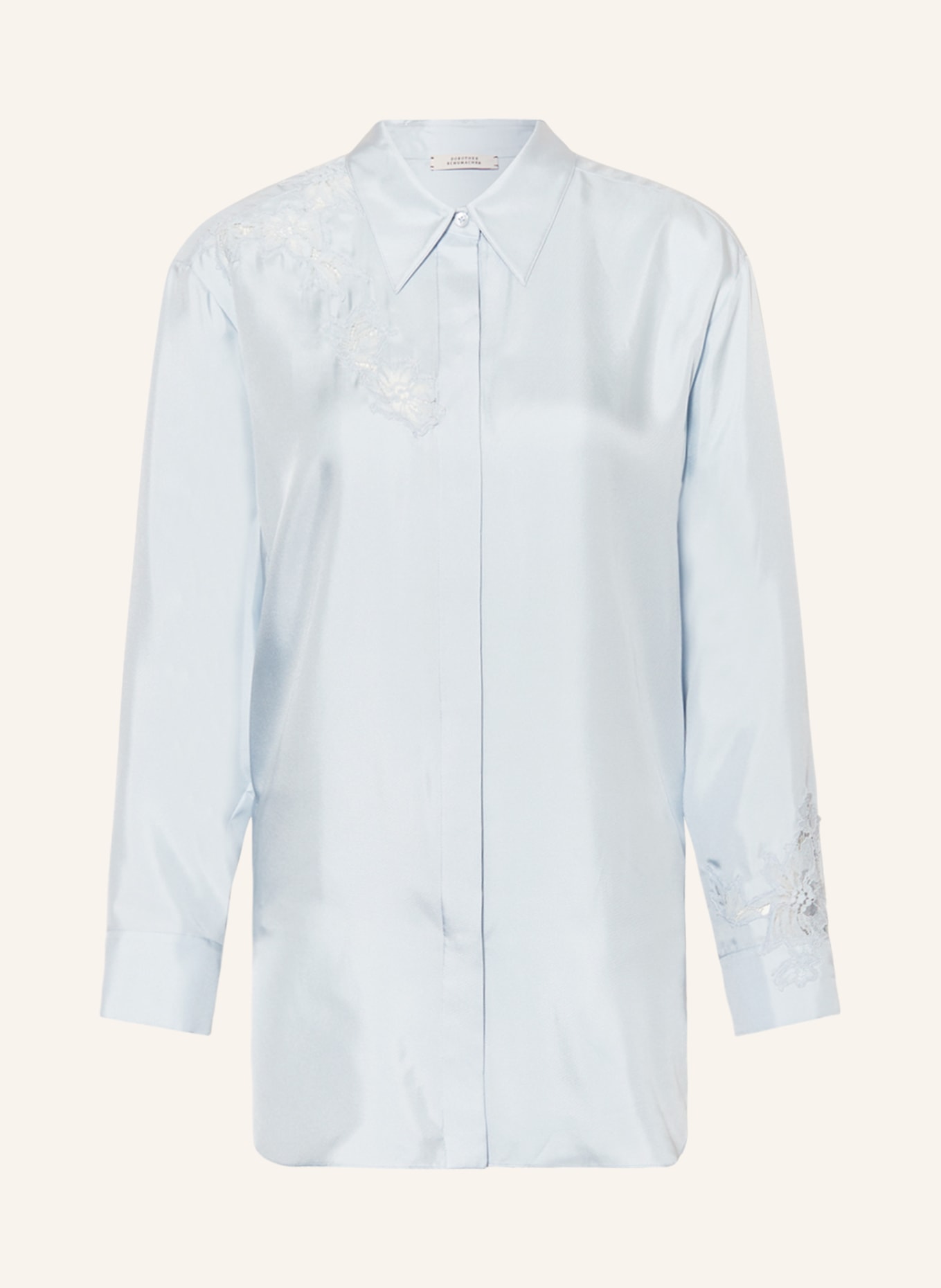 DOROTHEE SCHUMACHER Shirt blouse made of silk with lace: LIGHT BLUE