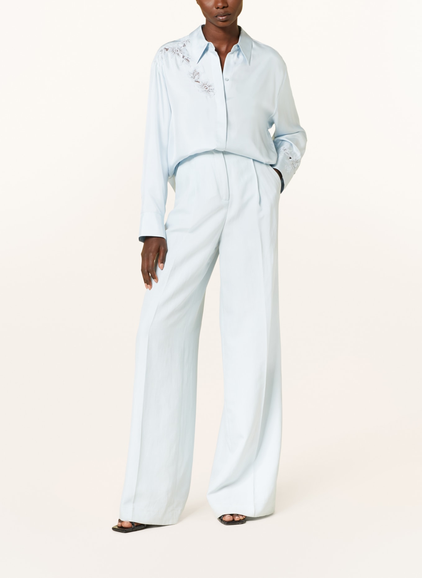 DOROTHEE SCHUMACHER Shirt blouse made of silk with lace, Color: LIGHT BLUE (Image 2)