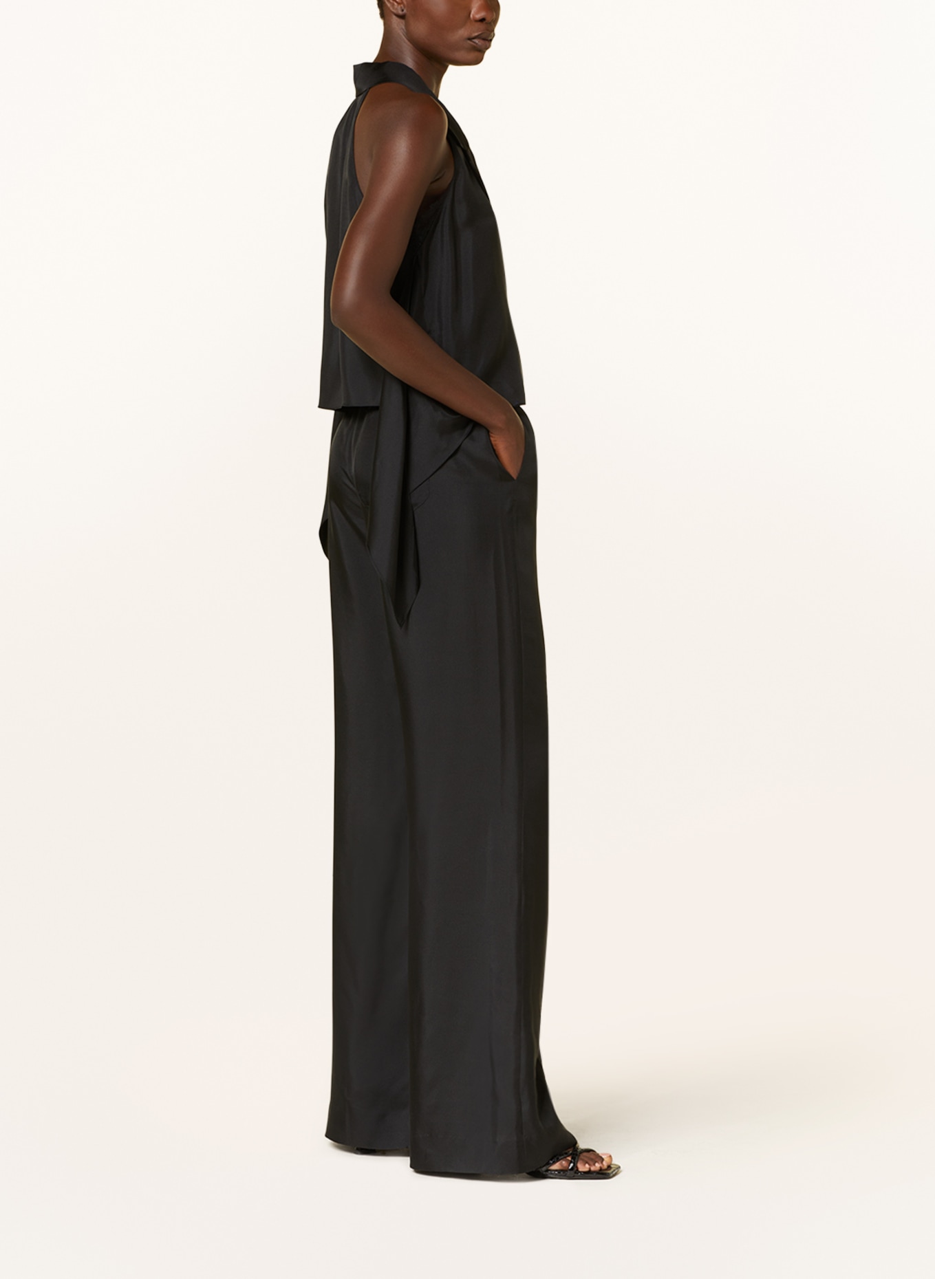 DOROTHEE SCHUMACHER Wide leg trousers made of silk, Color: BLACK (Image 4)